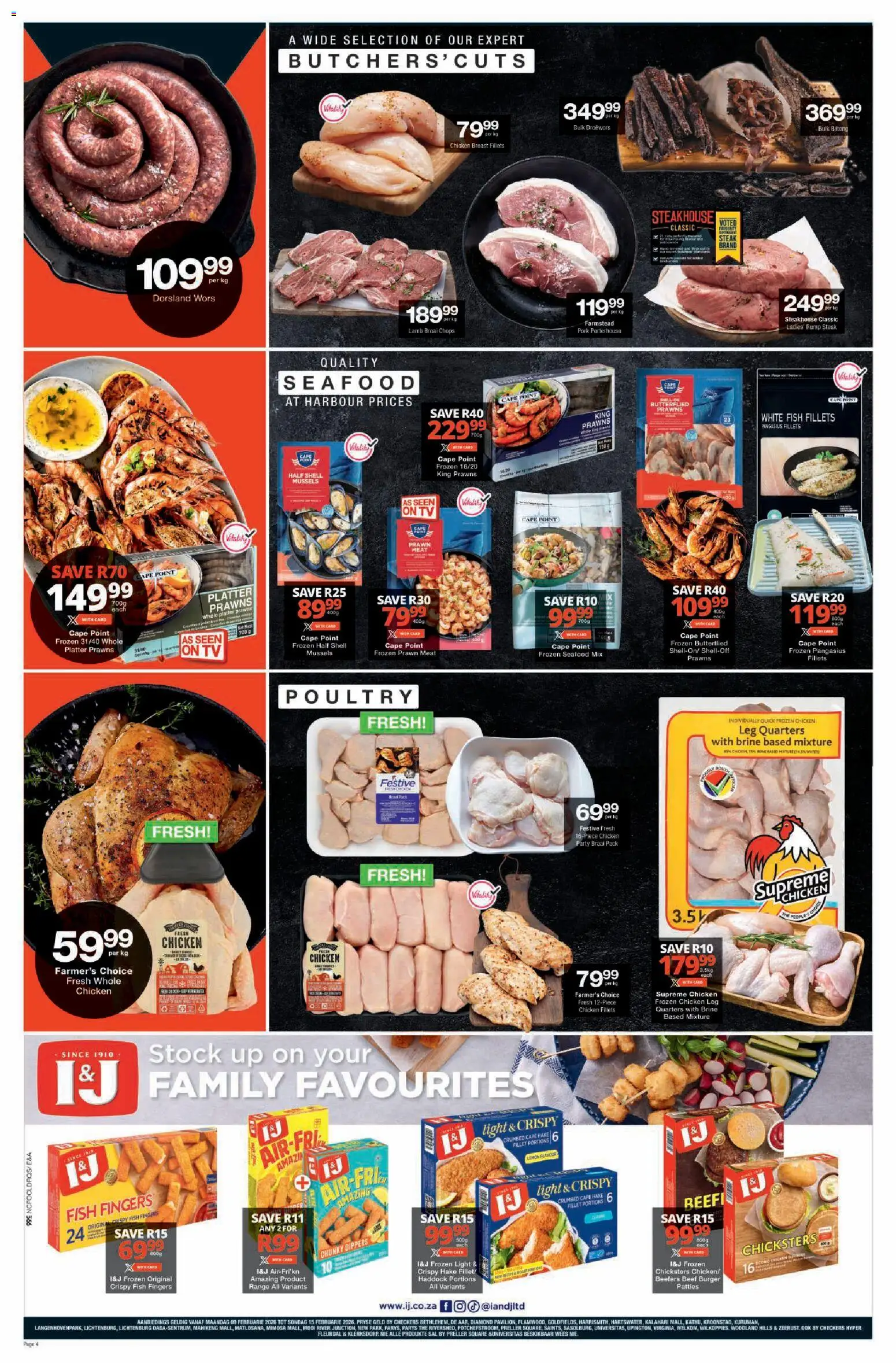 New Checkers catalogue – valid from 09.02.2026 | Page: 4 | Products: Platter, TV, Fish, Stock