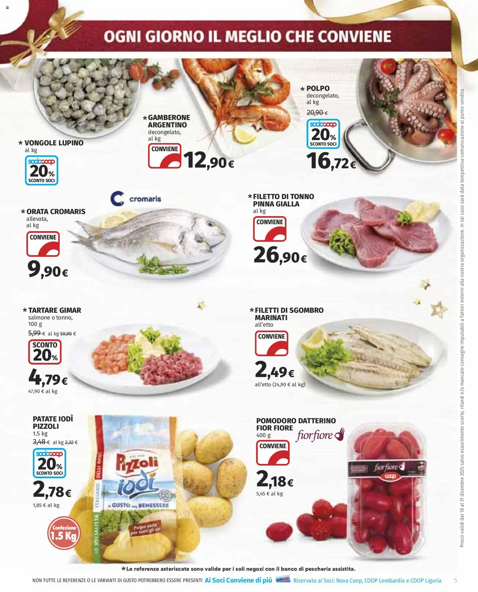 Volantino COOP del 18.12.2025 | Pagina: 5 | Prodotti: Salmone, Polpo, Pomodoro, Tonno
