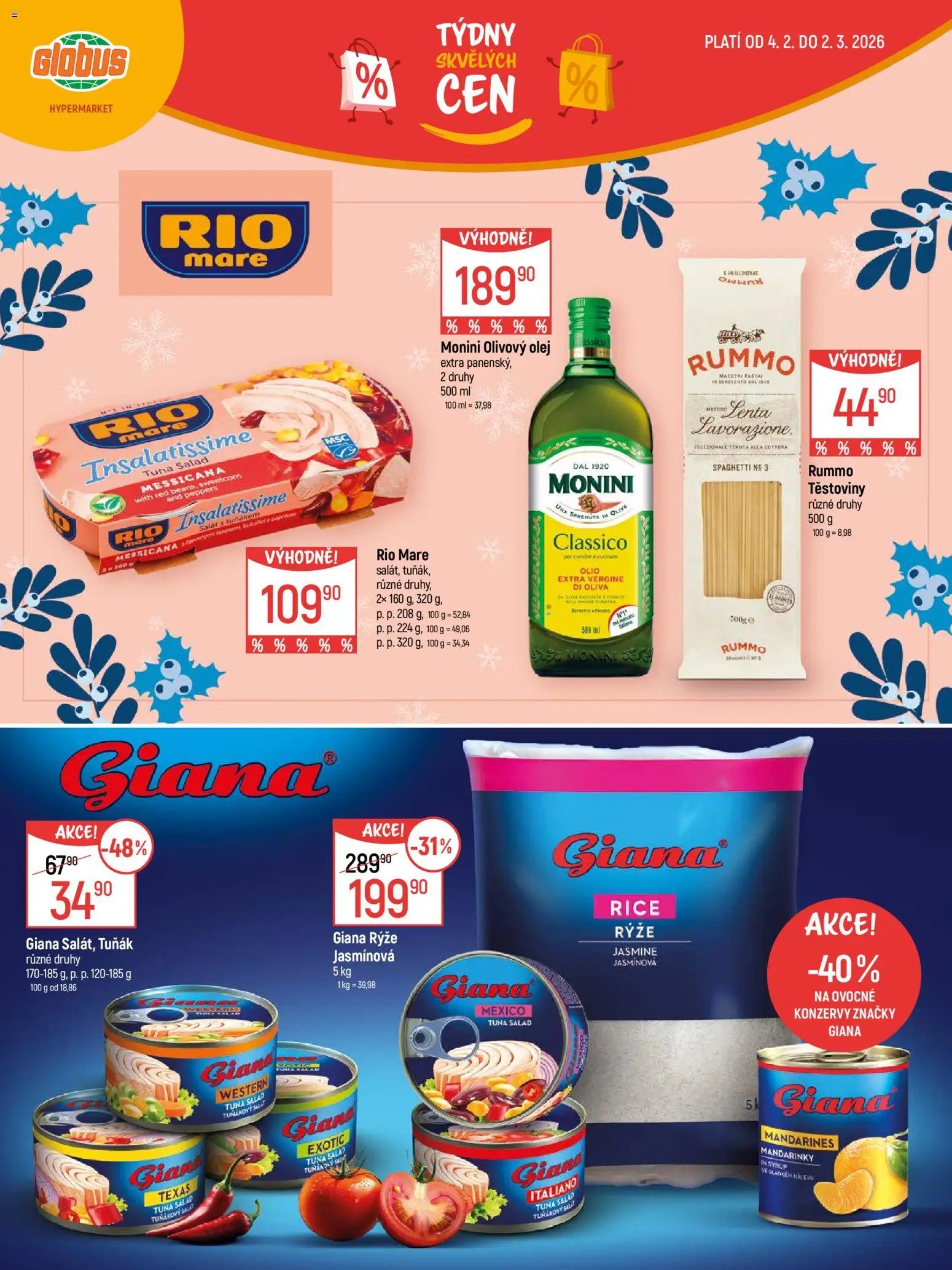 Globus leták - Chomutov od 04.02.2026 | Strana: 12 | Produkty: Tuňák, Olej, Těstoviny, Mandarinky