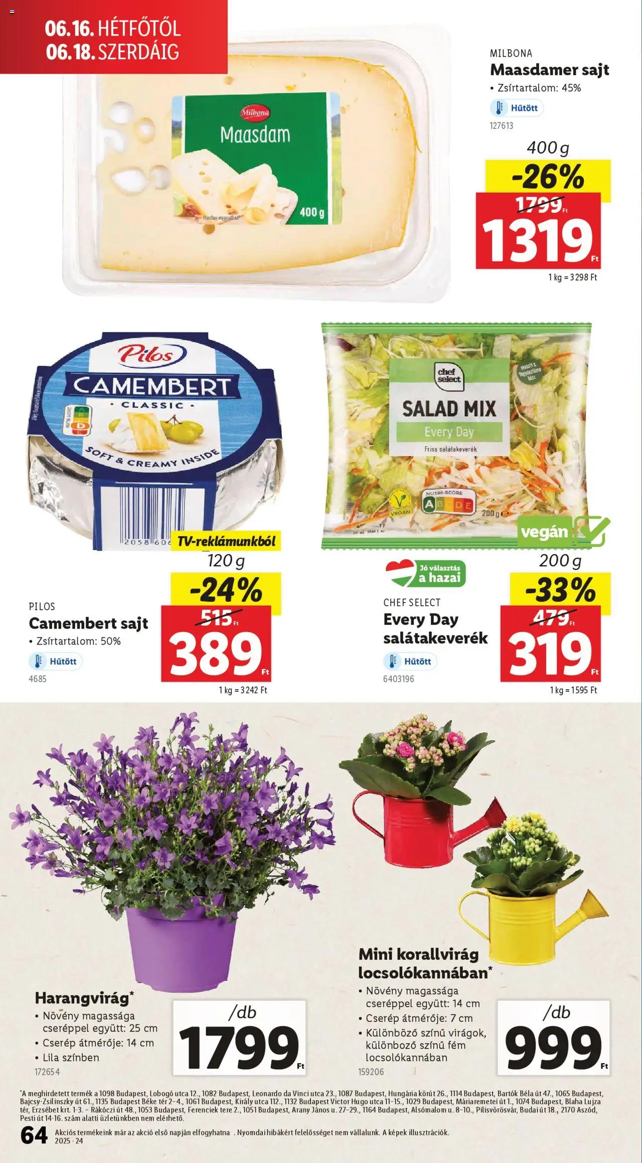 Lidl akciós ujság - amely érvényes a következő dátumtól: 12.06.2025 | Oldal: 64 | Termékek: Sajt, Vegán, Camembert