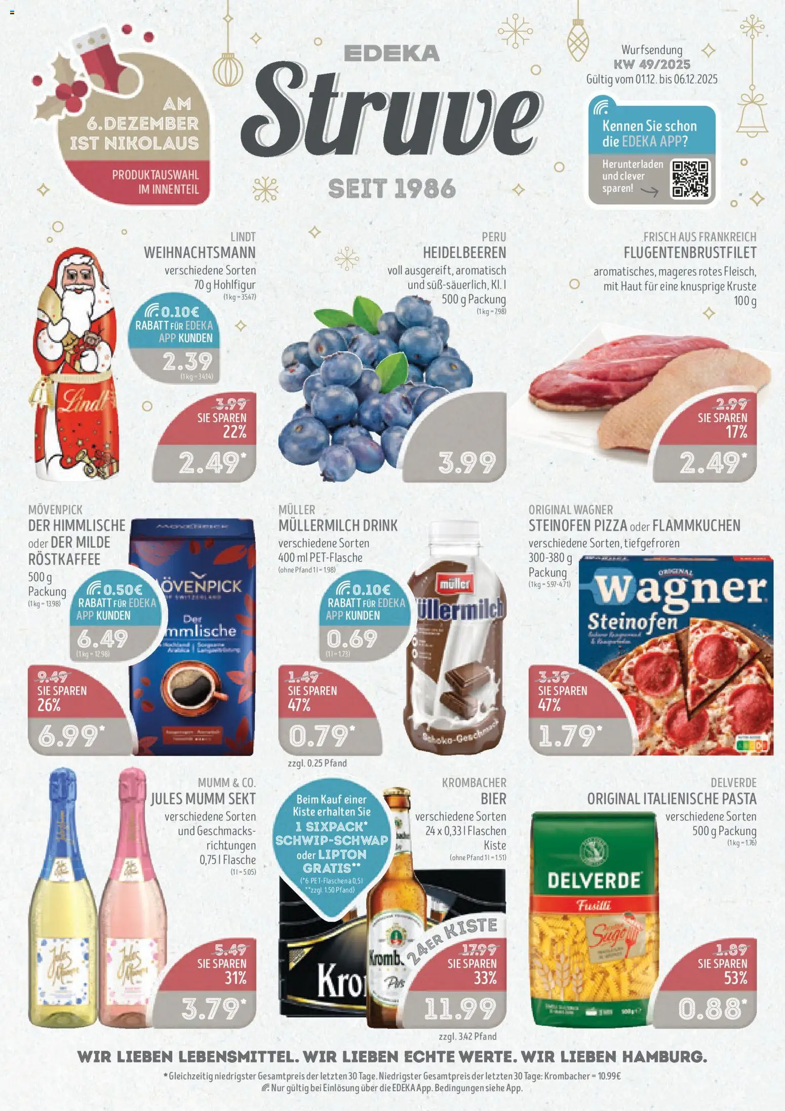 Edeka Struve Prospekt 	 – gültig ab 01.12.2025 | Seite: 1 | Produkte: Mumm sekt, Krombacher, Müllermilch, Pizza