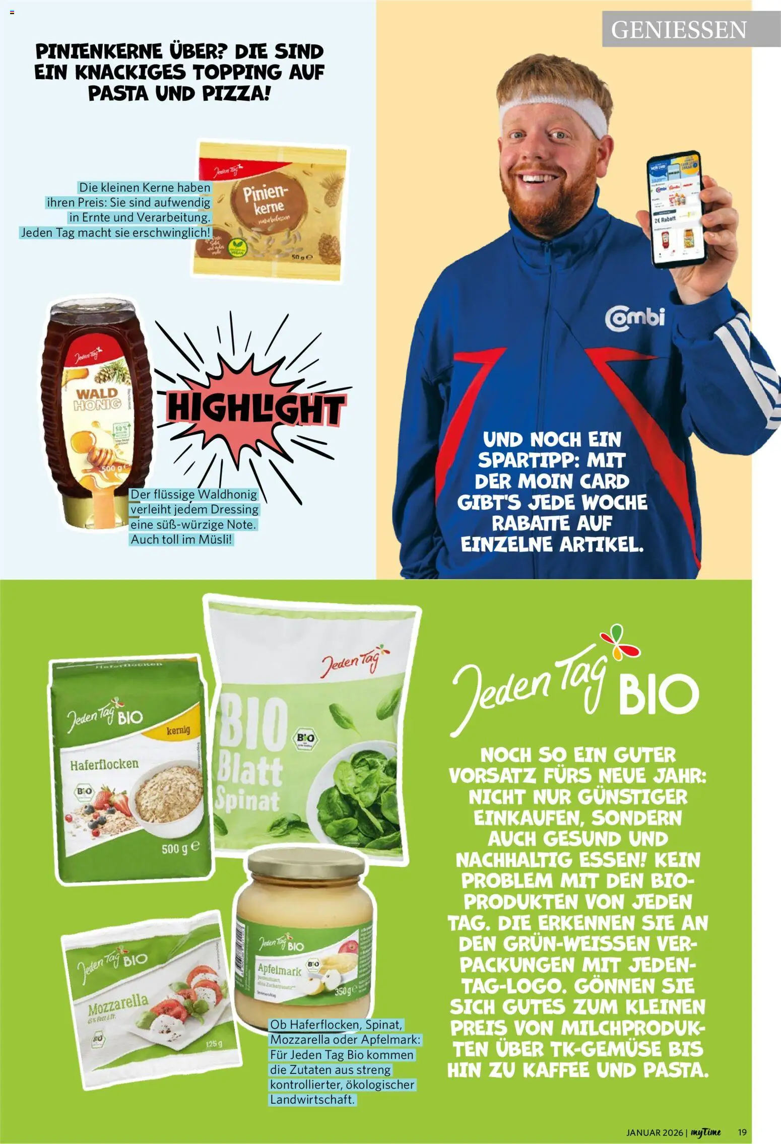 Combi  myTime Januar 2026 – gültig ab 01.01.2026 | Seite: 19 | Produkte: Kaffee, Dressing, Pasta, Pizza