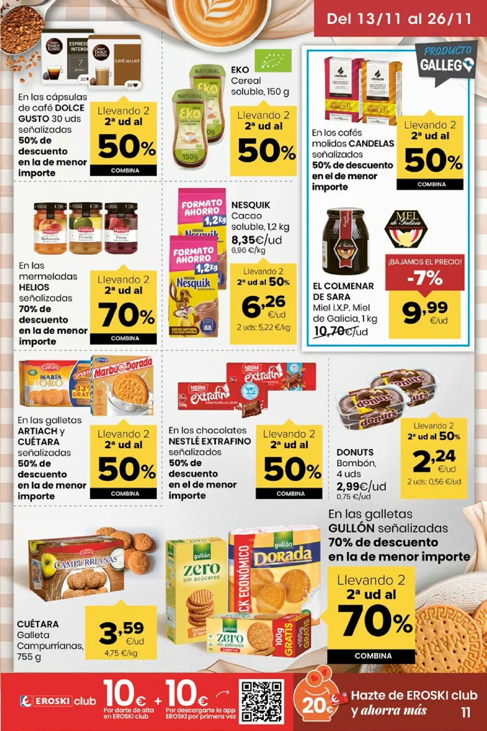 Eroski - Miramos por ti │ válido desde el 13.11.2025 | Página: 11 | Productos: Ψηφιακή κάμερα, Galletas, Donuts, Φρυγανιές σικάλεως