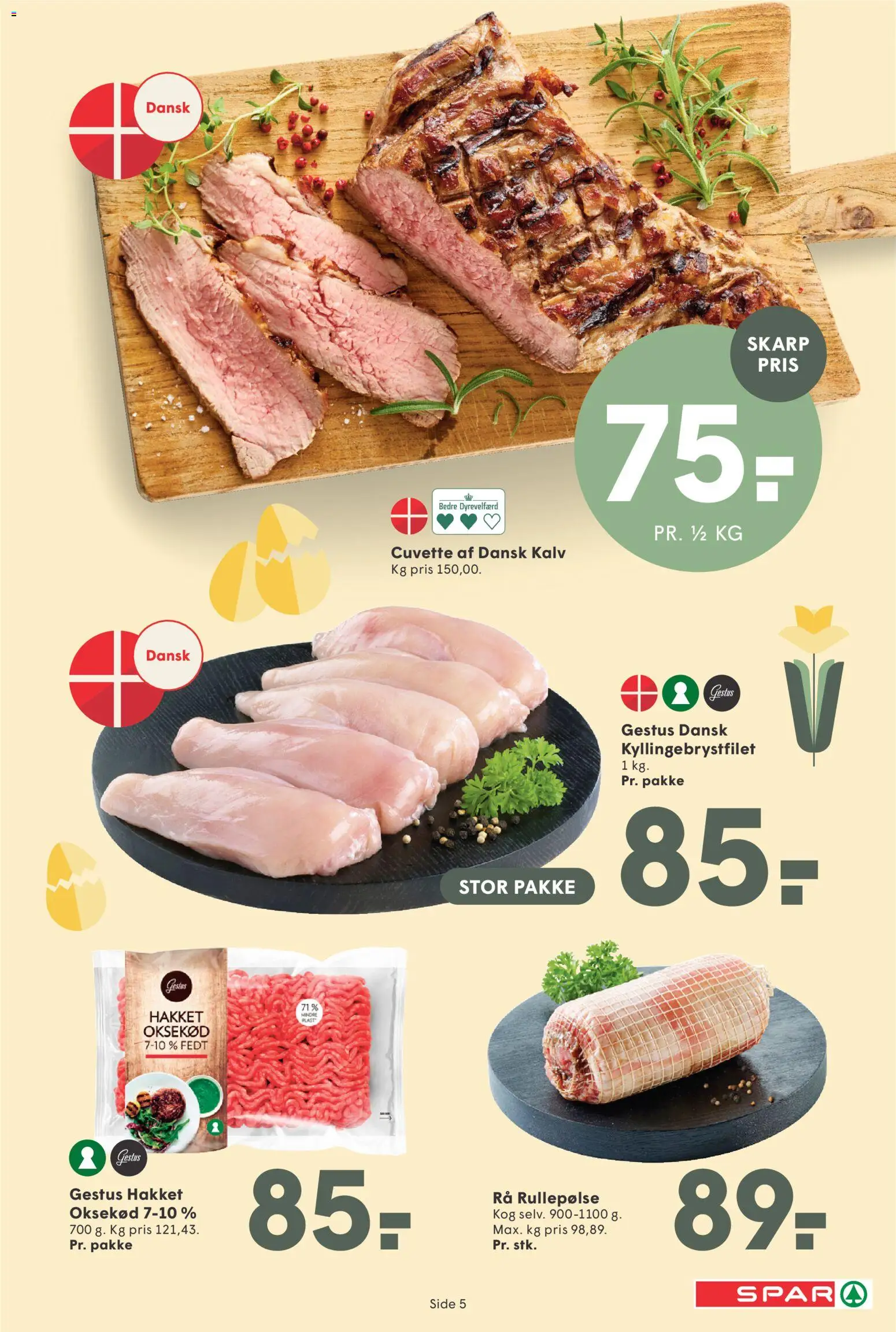 Spar tilbudsavis – gyldig fra 27.03.2026 | Side: 5 | Produkter: Oksekød, Rullepølse