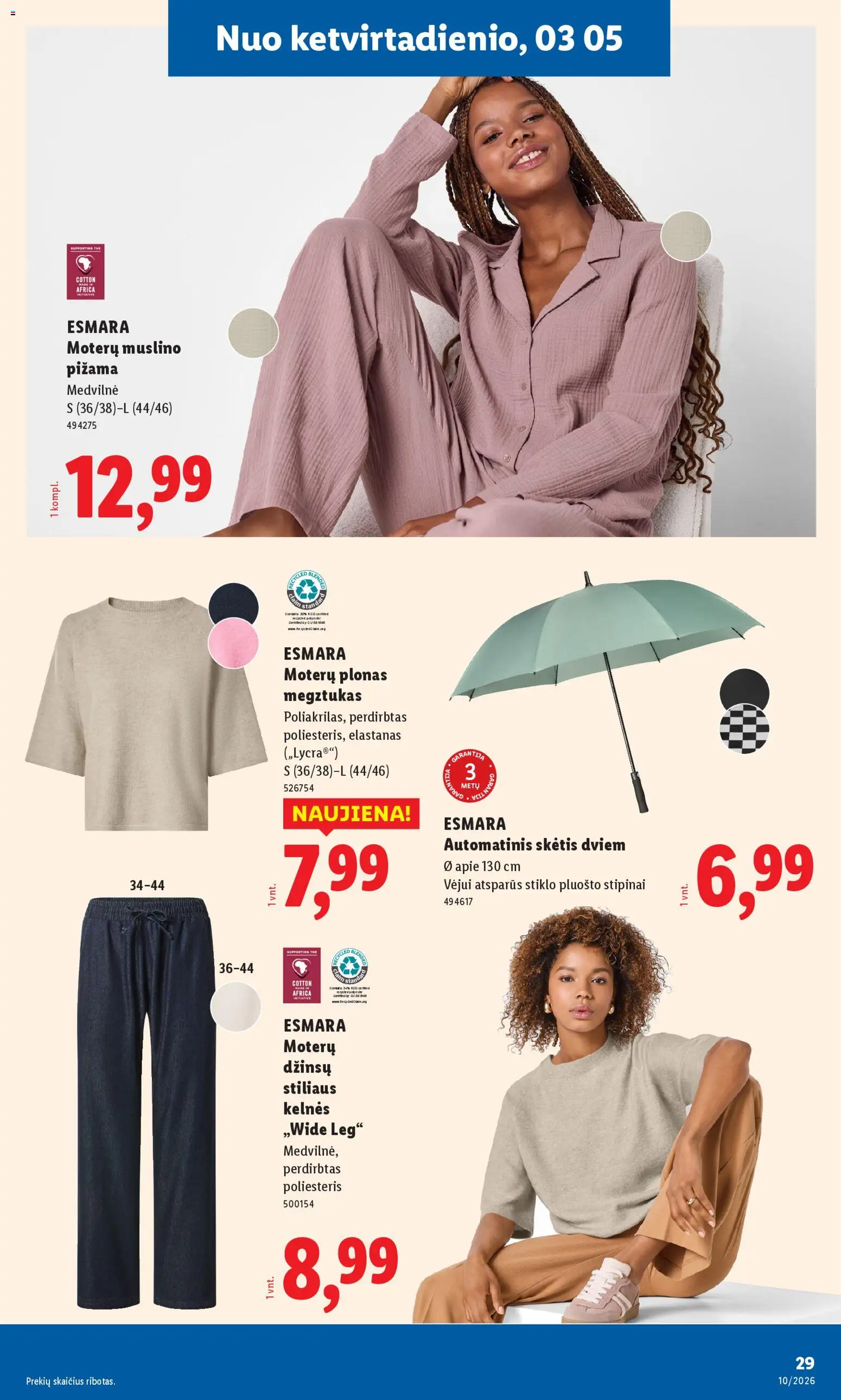 LIDL akcijos nuo 02.03.2026 | Puslapis: 29 | Prekių: Skėtis, Kelnes, Pižama