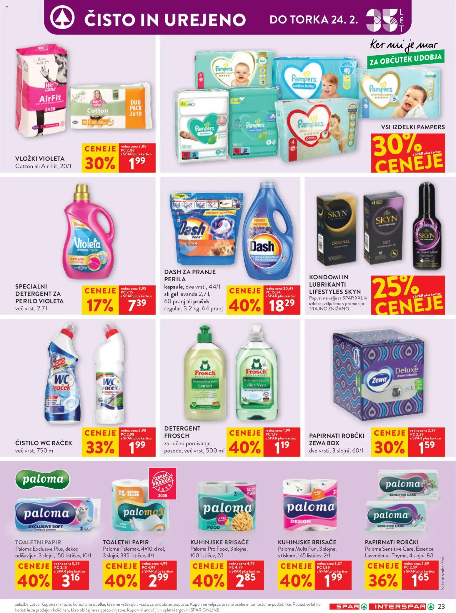 Novi Spar katalog ponudbe – veljaven od 18.02.2026 | Stran: 31 | Izdelki: Prašek, Vložki, Robčki, Detergent