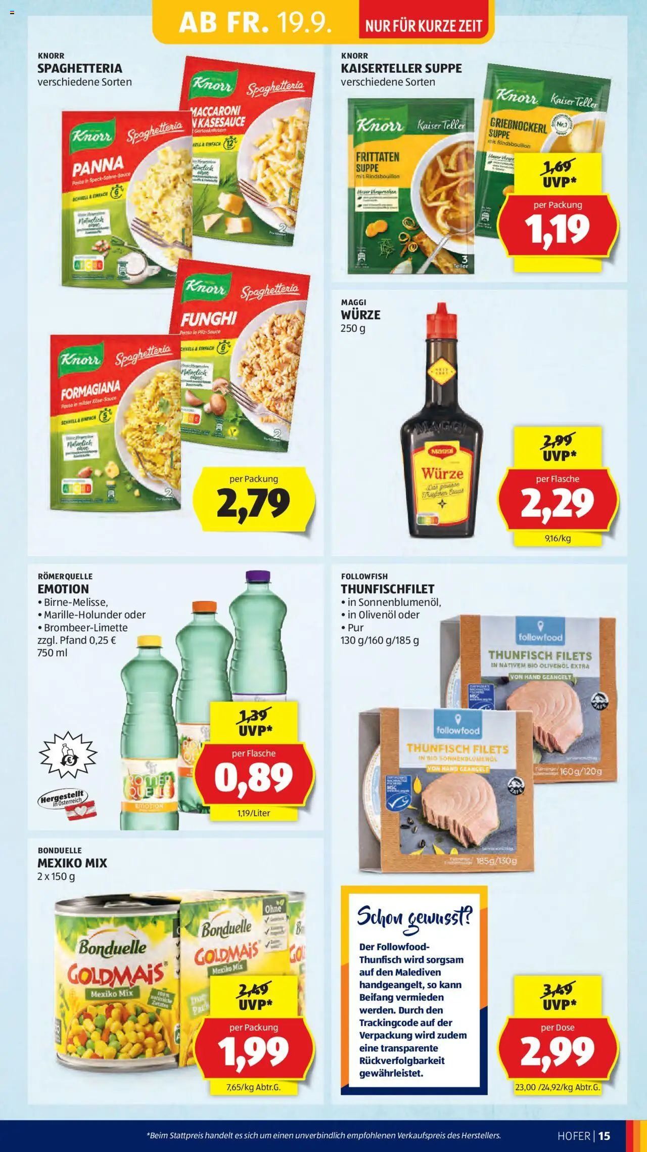 Hofer AT akciós ujság - amely érvényes a következő dátumtól: 19.09.2025 | Oldal: 17 | Termékek: Maggi, Só