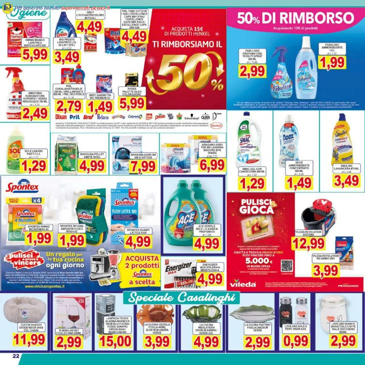 Volantino Pewex del 17.10.2025 | Pagina: 22 | Prodotti: Ammorbidente, Candeggina, Mocio, Vino