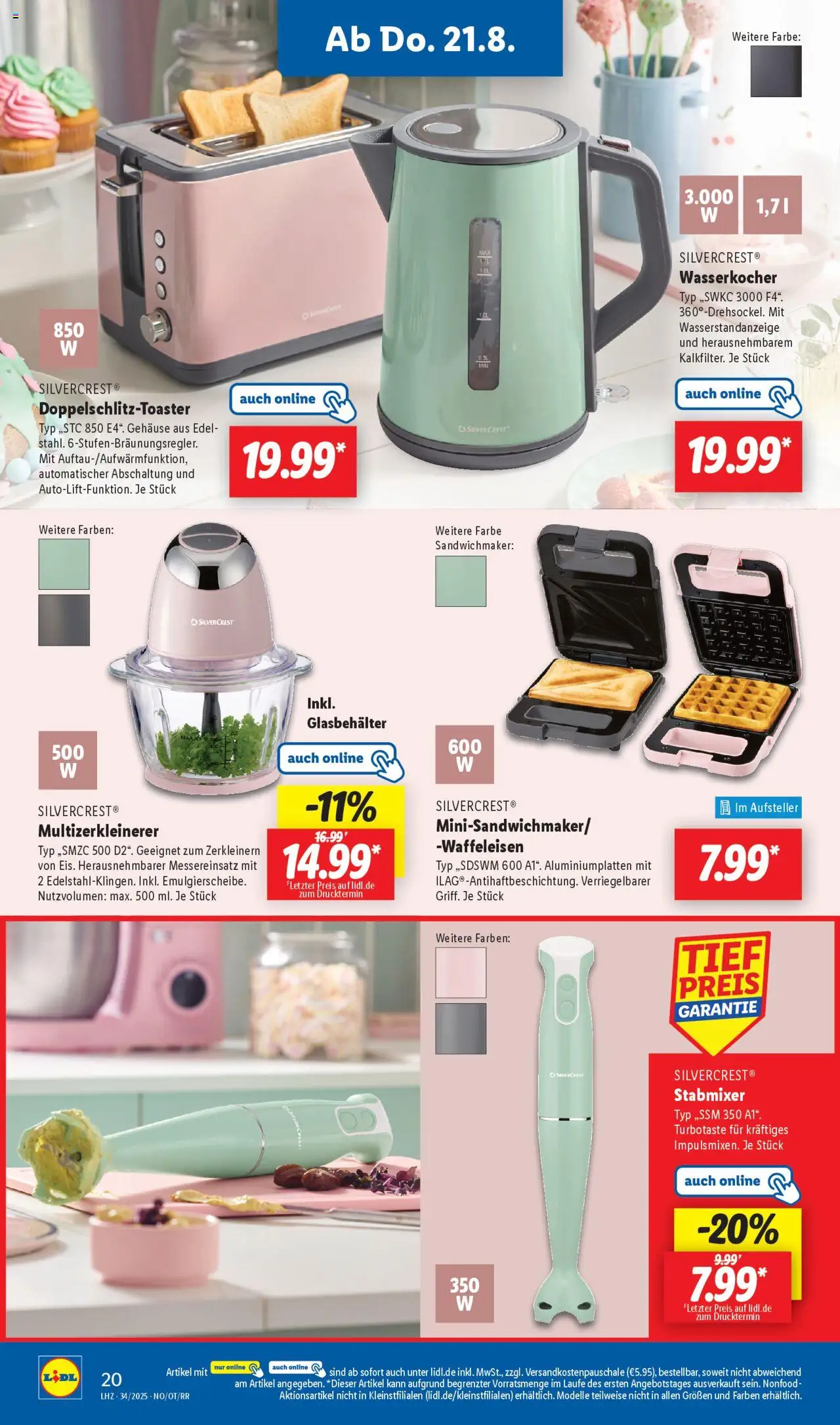 Lidl Prospekt Holzminden - gültig ab dem 18.08.2025 | Seite: 16 | Produkte: Wasserkocher, Sandwichmaker, Waffeleisen, Stabmixer