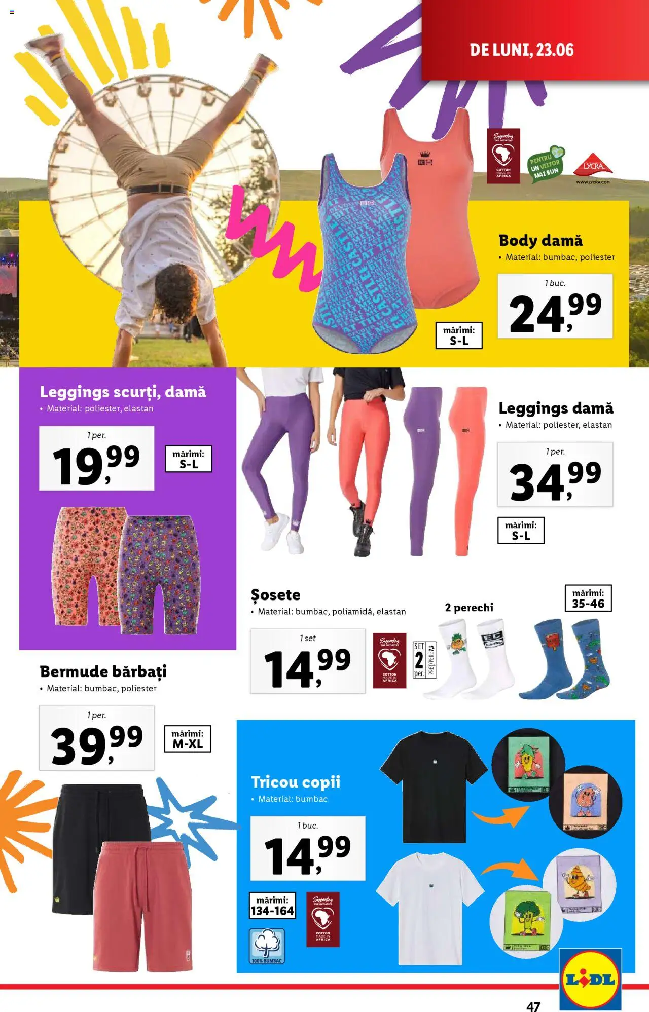Catalog Lidl – valabil de la 23.06.2025 | Pagină: 47 | Produse: Body, Tricou, Șosete