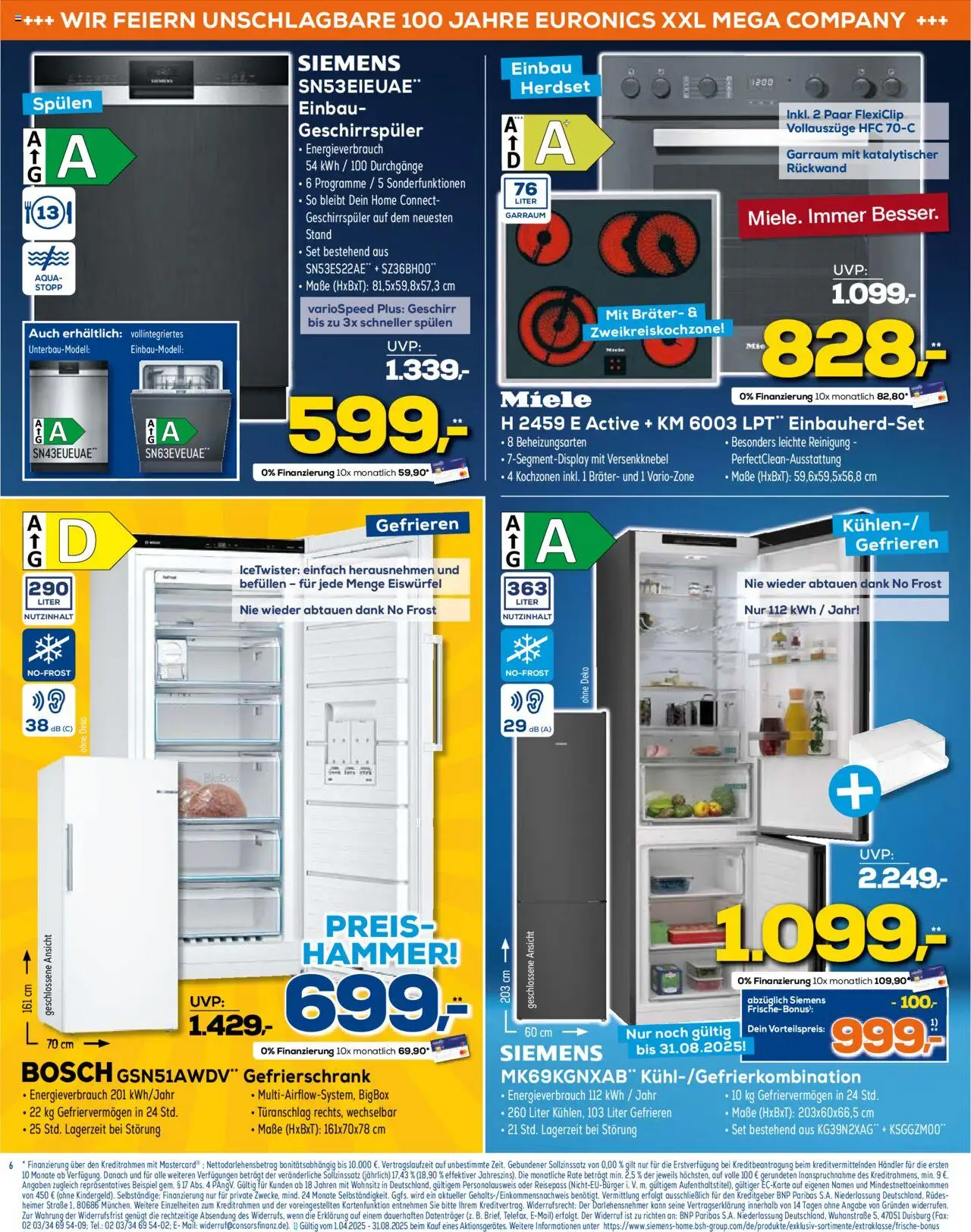 Euronics  Unsere aktuelle Werbung! - gültig ab dem 27.08.2025 | Seite: 6 | Produkte: Bosch, Siemens, Gefrierschrank, Geschirrspüler