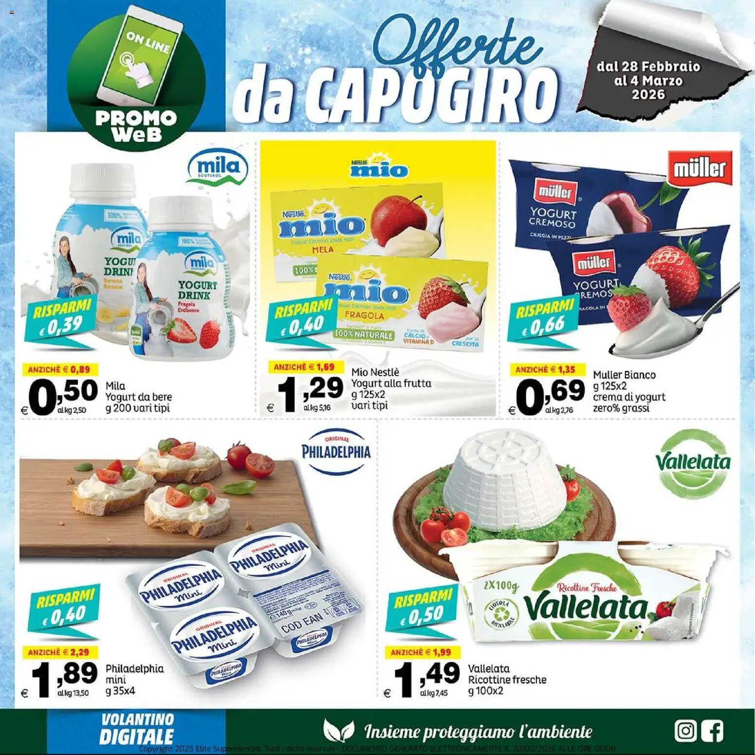 Volantino Elite Supermercati del 28.02.2026 | Pagina: 2 | Prodotti: Crema, Yogurt, Banane, Frutta