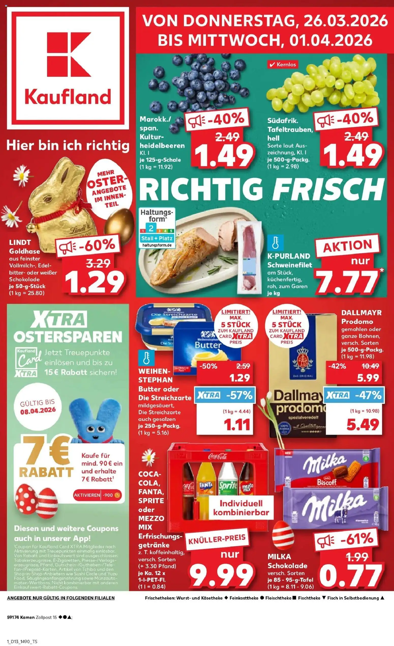 Kaufland Prospekt Kamen	 – gültig ab 26.03.2026 | Seite: 1 | Produkte: Mezzo mix, Fanta, Wurst, Lindt