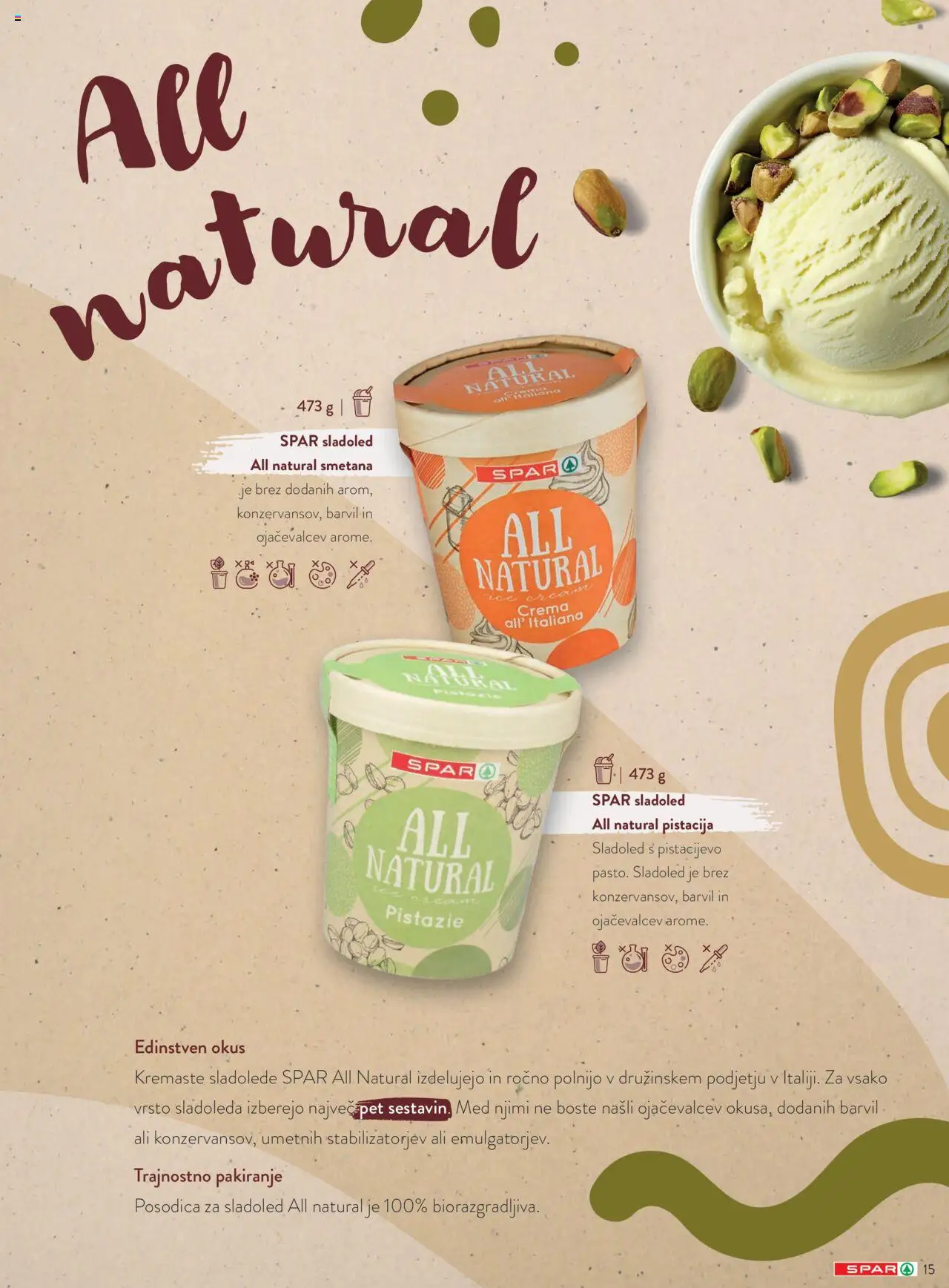 Spar katalog sladoleti │ velja od 14.04.2025 | Stran: 15 | Izdelki: Smetana, Sladoled