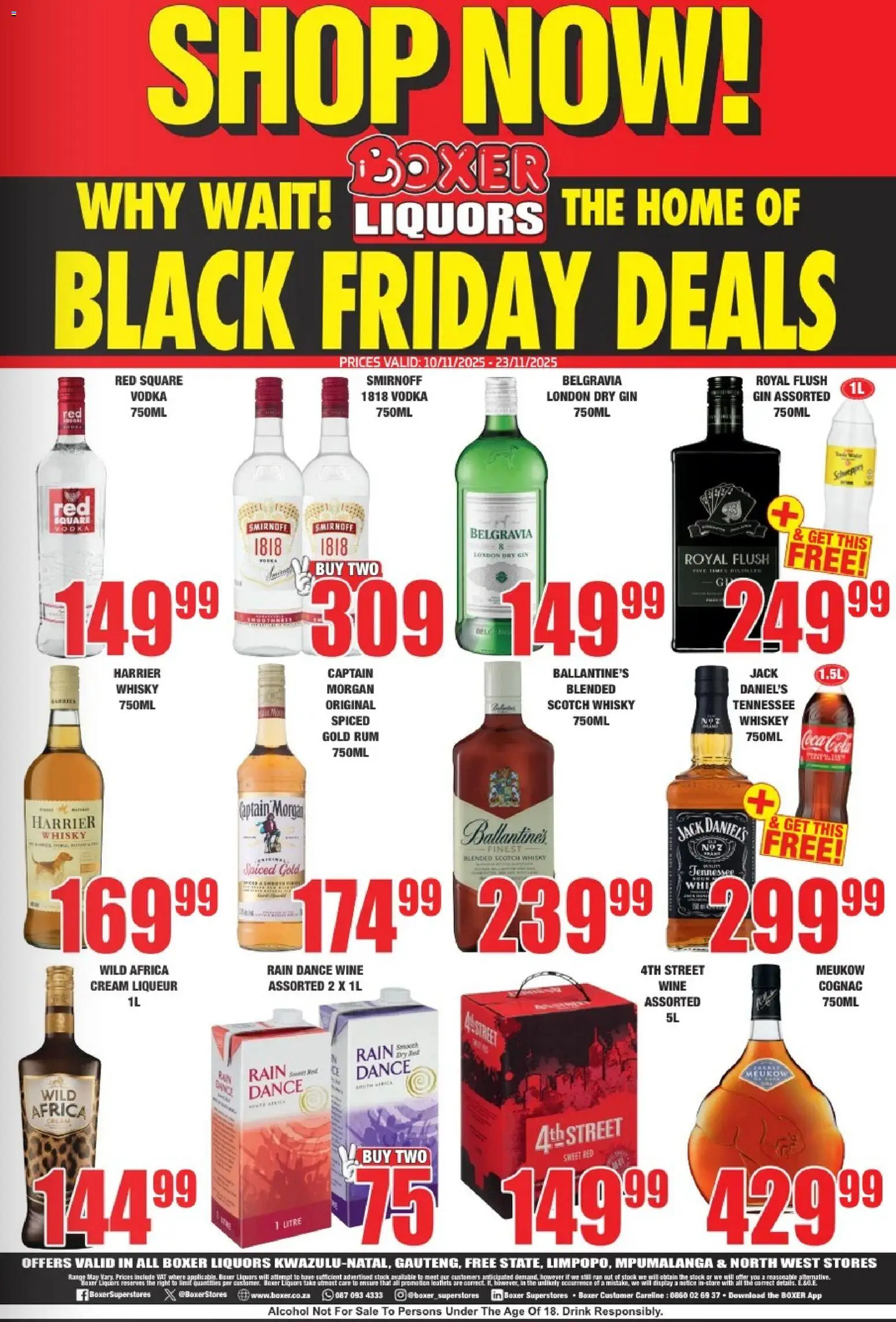 New Boxer catalogue – valid from 10.11.2025 | Page: 2 | Products: Wine, Gin, Cream, Ensalada de quino