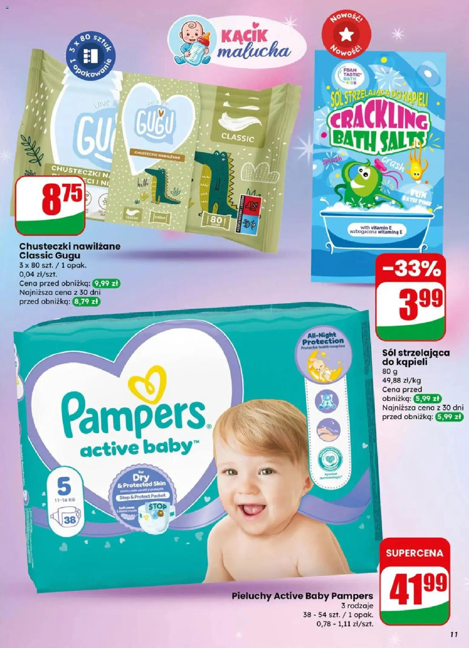 Dino gazetka od 08.04.2026 | Strona: 11 | Produkty: Pampers, Sól