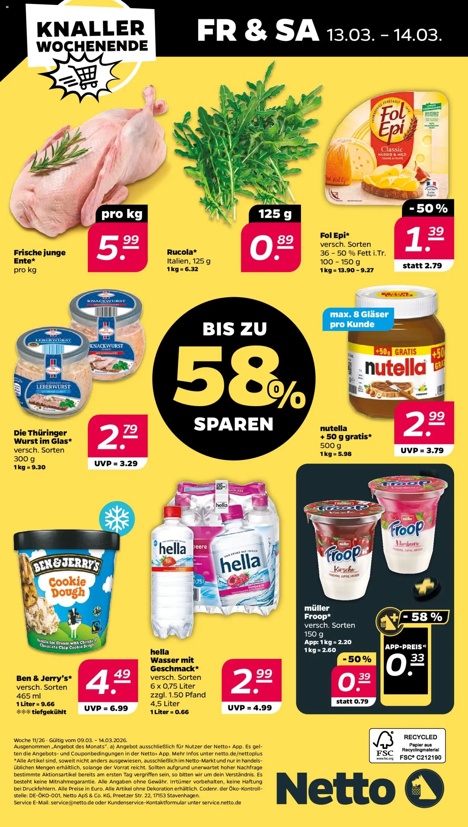Netto Prospekt 	 – gültig ab 09.03.2026 | Seite: 38 | Produkte: Nutella, Ben & Jerry's, Hella, Himbeere