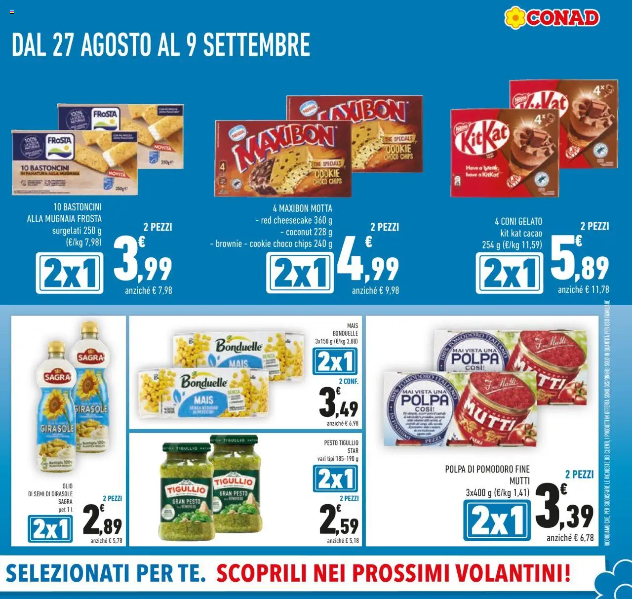 Volantino Conad del 27.08.2025 | Pagina: 3 | Prodotti: Gelato, The, Cacao, Olio di semi di girasole