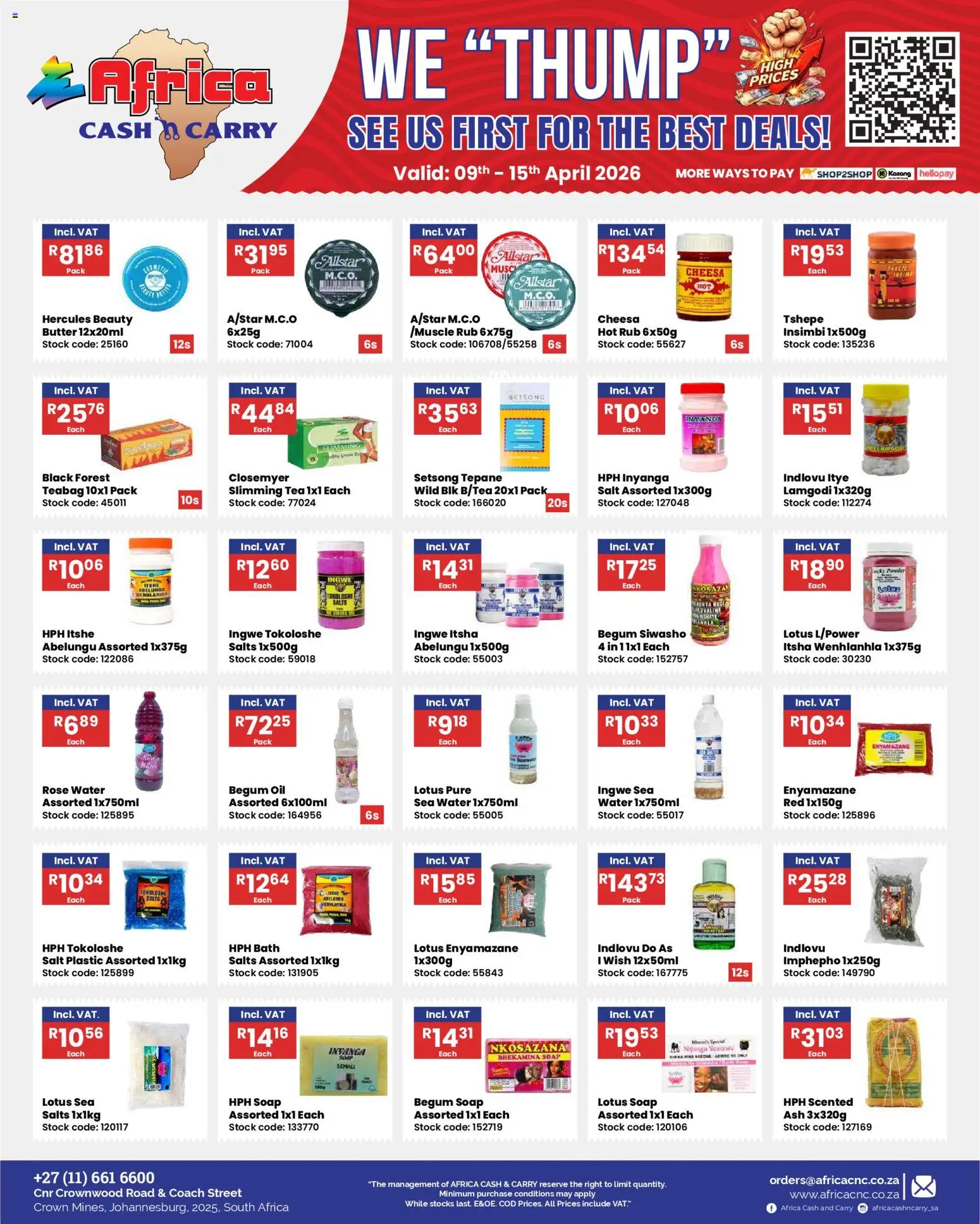 New Africa Cash & Carry catalogue – valid from 09.04.2026 | Page: 14 | Products: Butter, Oil, Stock, Soap