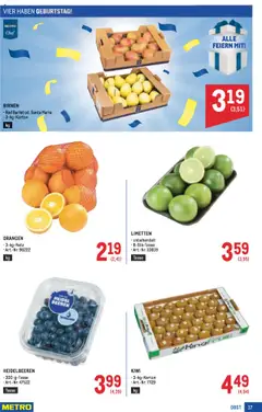 Metro angebote Profi gültig ab 18.09.2025 | Seite: 17 | Produkte: Kiwi, Obst, Orangen