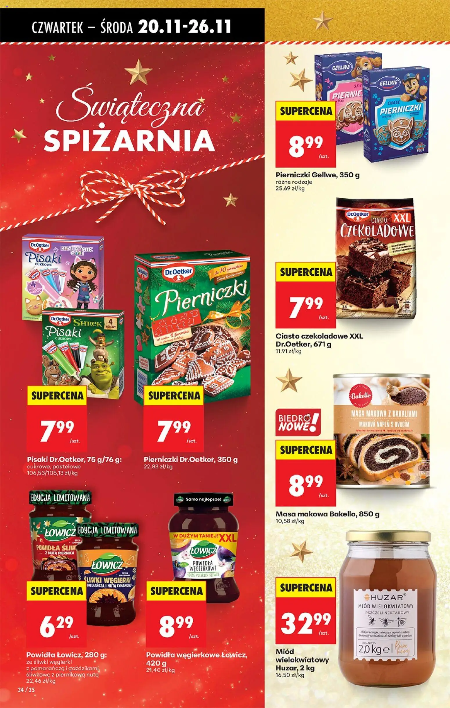 Biedronka gazetka - Oferta w tym tygodniu od 20.11.2025 | Strona: 40 | Produkty: Masa makowa, Ciasto, Ciasto czekoladowe, Powidła