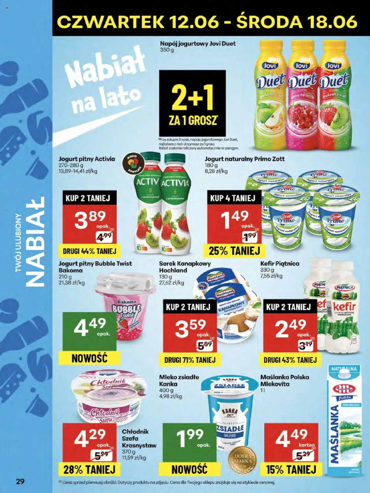 Delikatesy Centrum Gazetka - Sklepy Własne od 12.06.2025 | Strona: 29 | Produkty: Kefir, Maślanka, Jogurt naturalny, Mleko