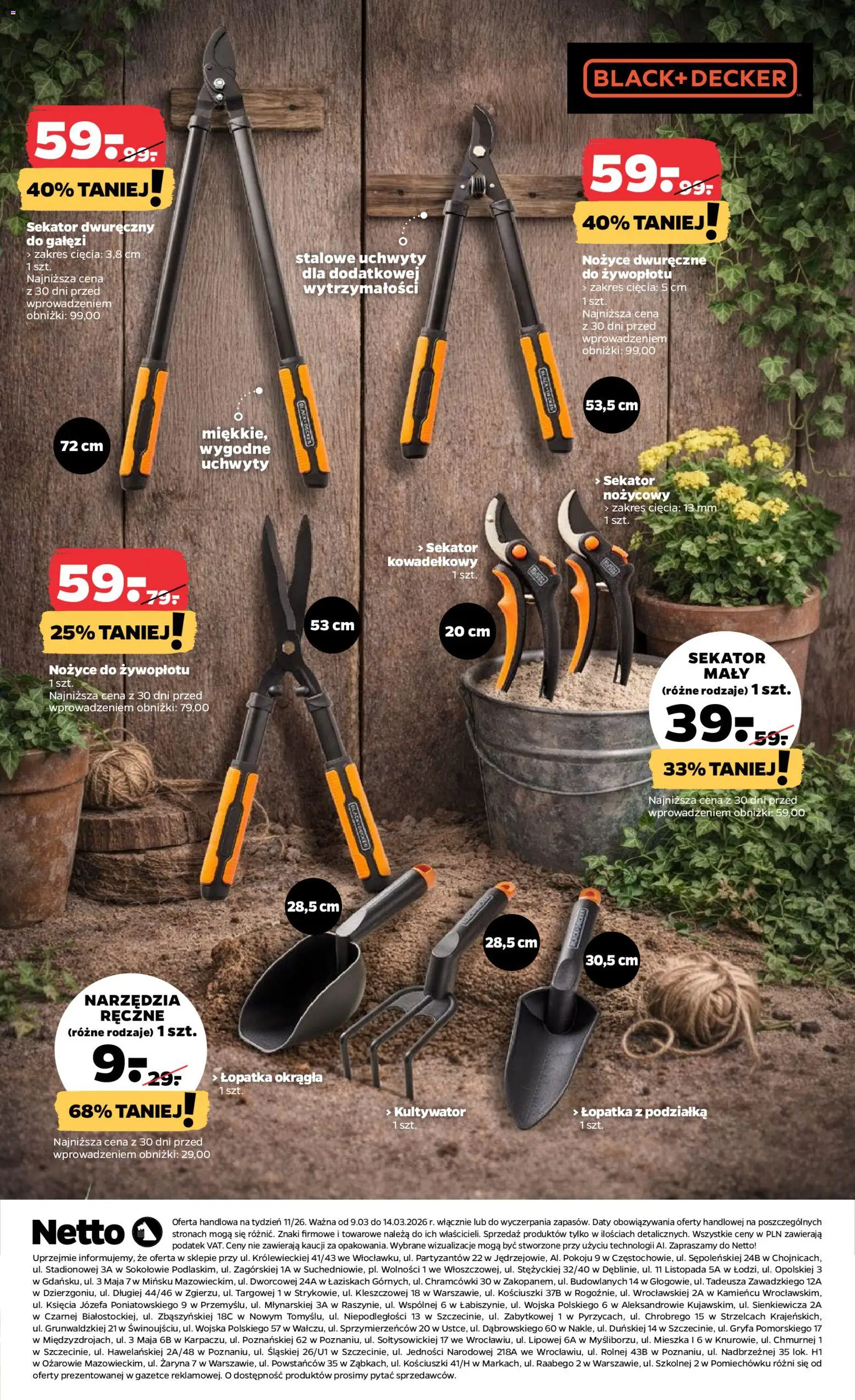 Netto gazetka od poniedziałku NonFood od 09.03.2026 | Strona: 3 | Produkty: Sekator, Nożyce do żywopłotu