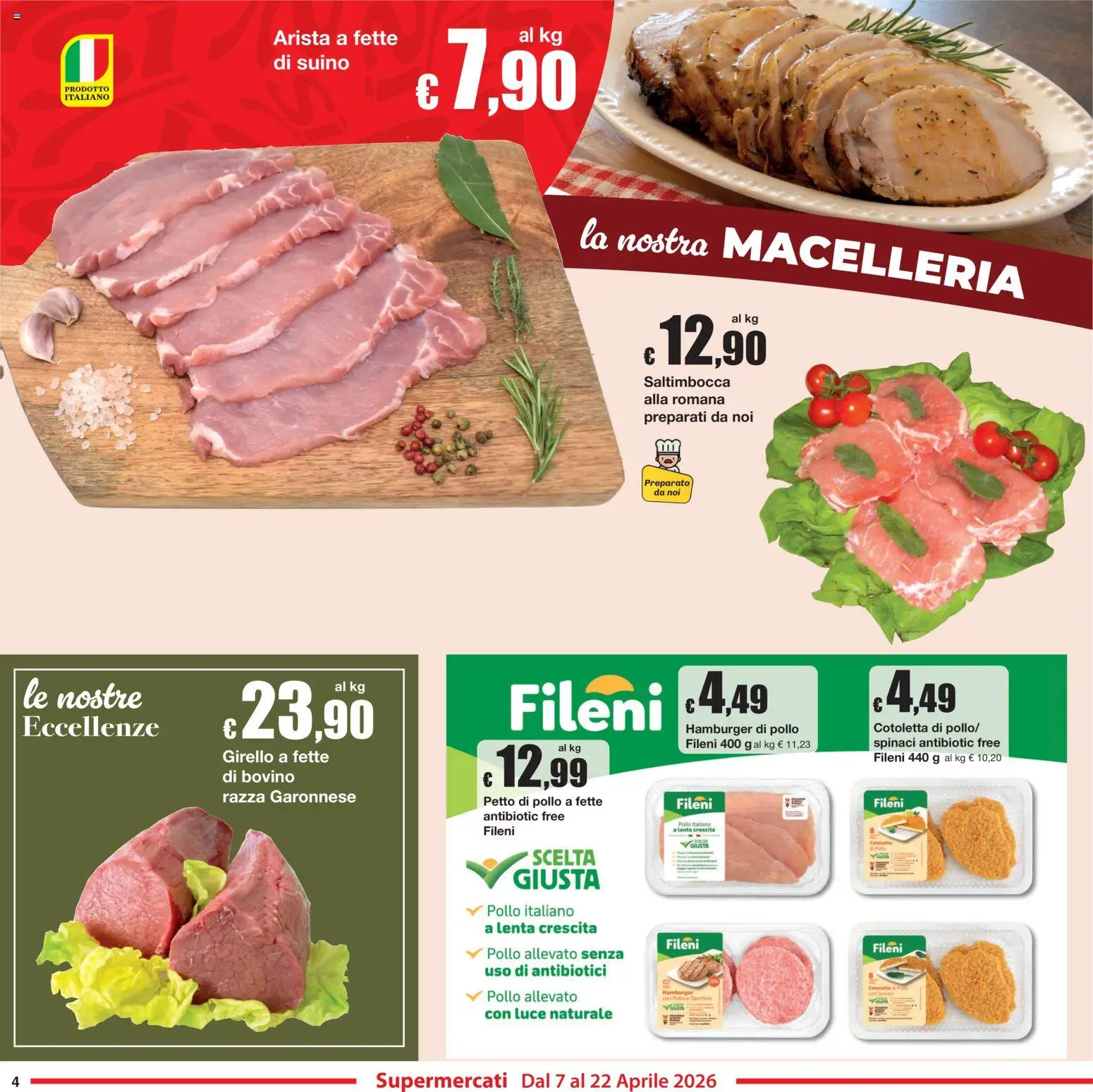 Volantino Sì con Te del 07.04.2026 | Pagina: 4 | Prodotti: Petto di Pollo, Suino, Spinaci, Girello