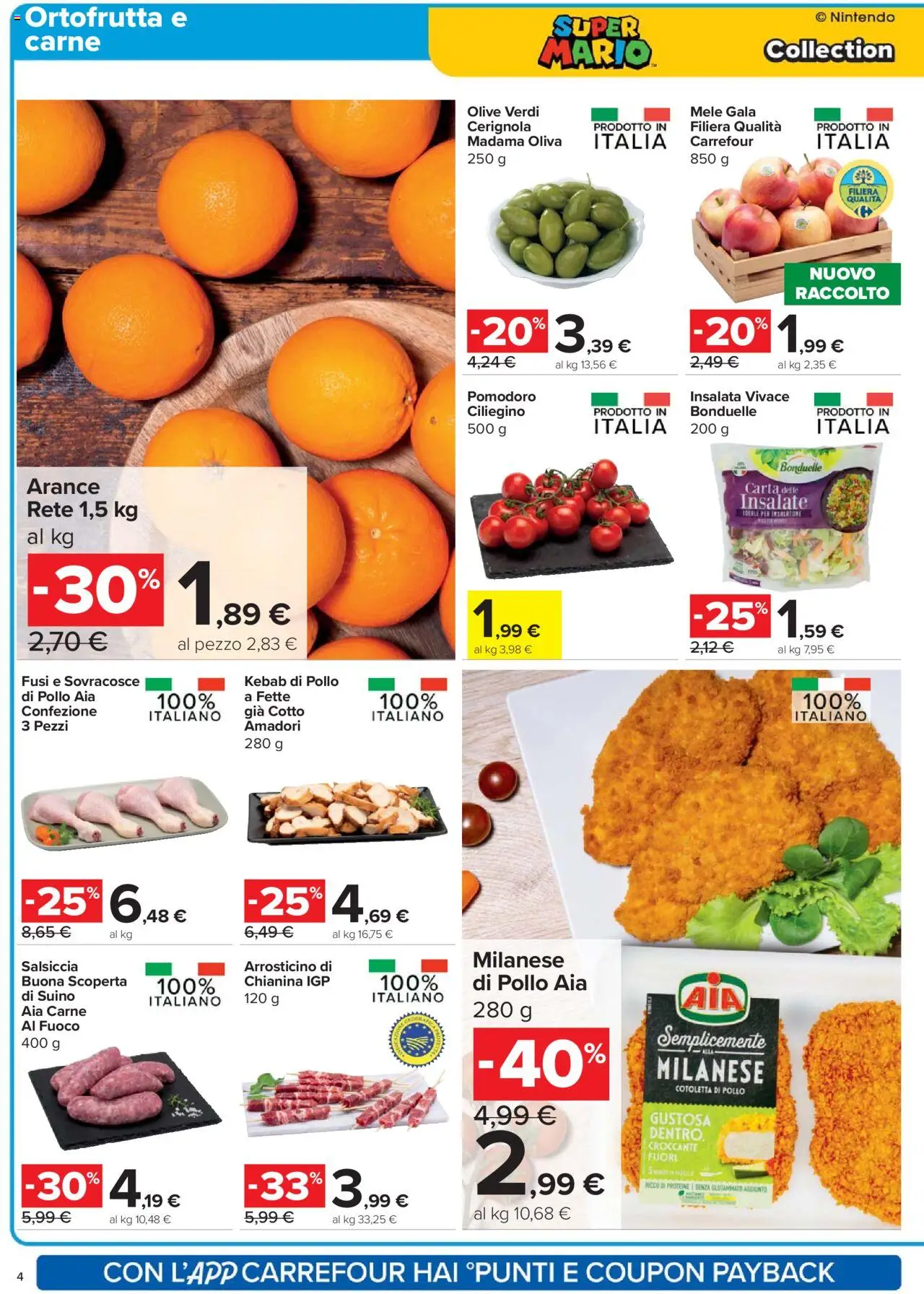 Volantino Carrefour del 18.09.2025 | Pagina: 4 | Prodotti: Pollo, Mele, Arance, Olive