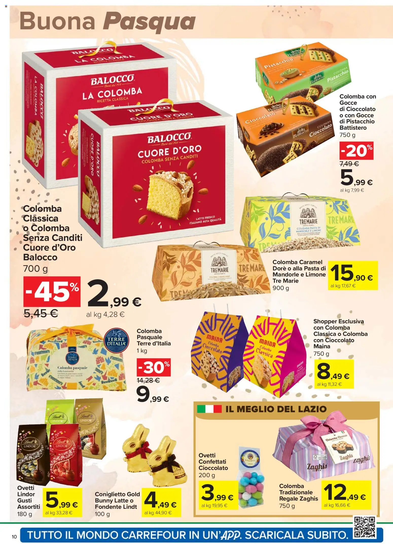 Volantino Carrefour del 24.03.2026 | Pagina: 10 | Prodotti: Cioccolato, Latte, Pasta, Mandorle