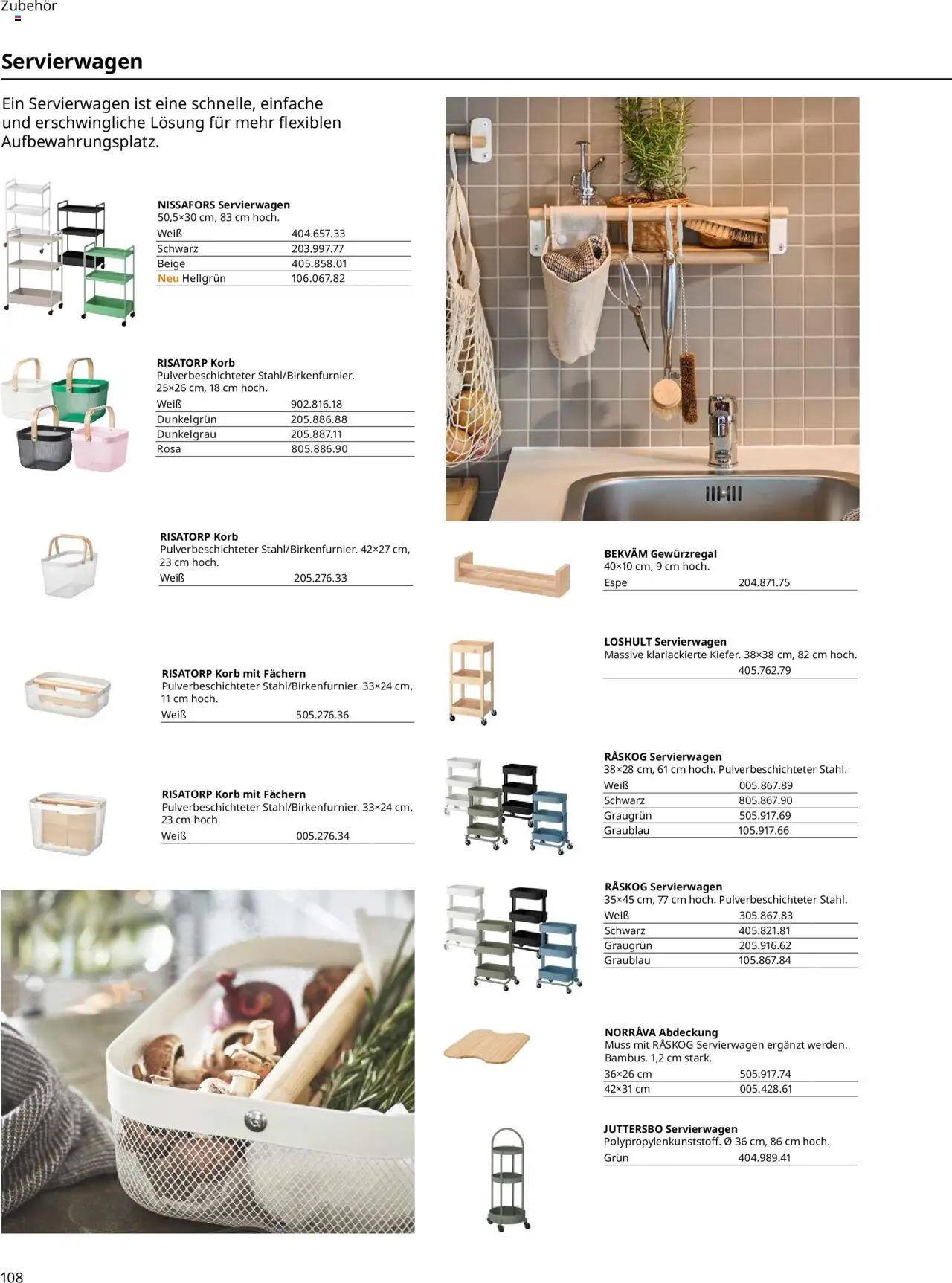 Ikea Küchen – gültig ab 30.09.2025 | Seite: 108 | Produkte: Servierwagen, Korb