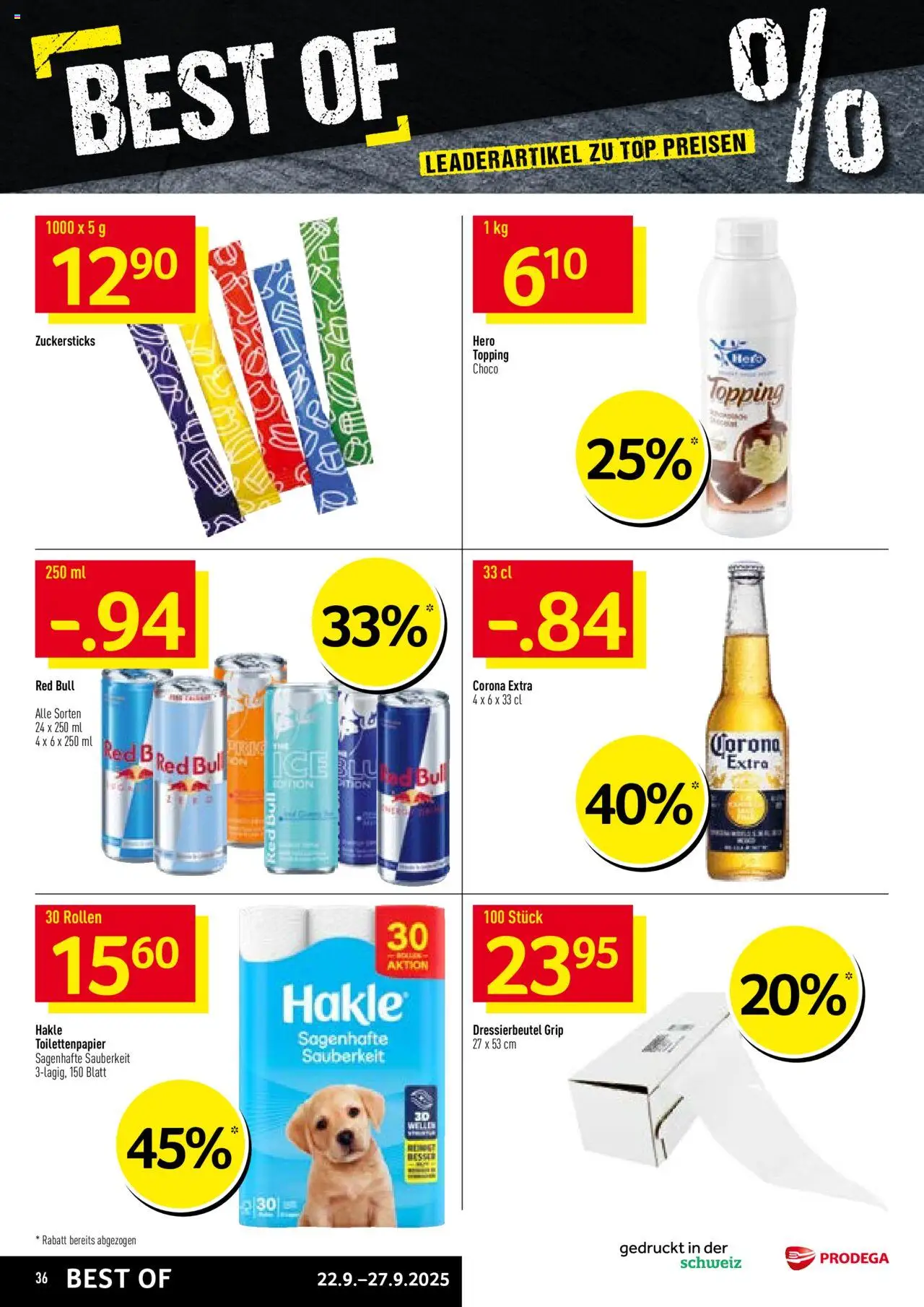 Prodega Aktionen – gültig ab 22.09.2025 | Seite: 36 | Produkte: Red bull, Top, Toilettenpapier