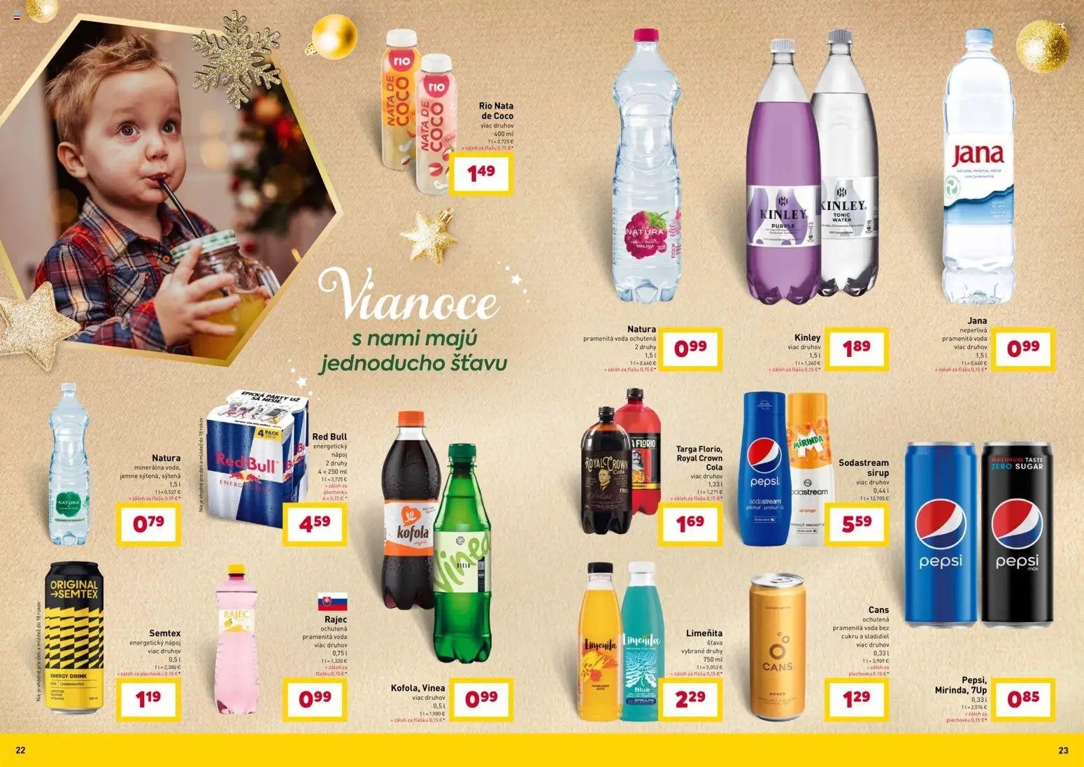Nové Billa akcie – leták je platný od 12.11.2025 | Strana: 12 | Produkty: Rajec, Pepsi, Mirinda, Energetický nápoj