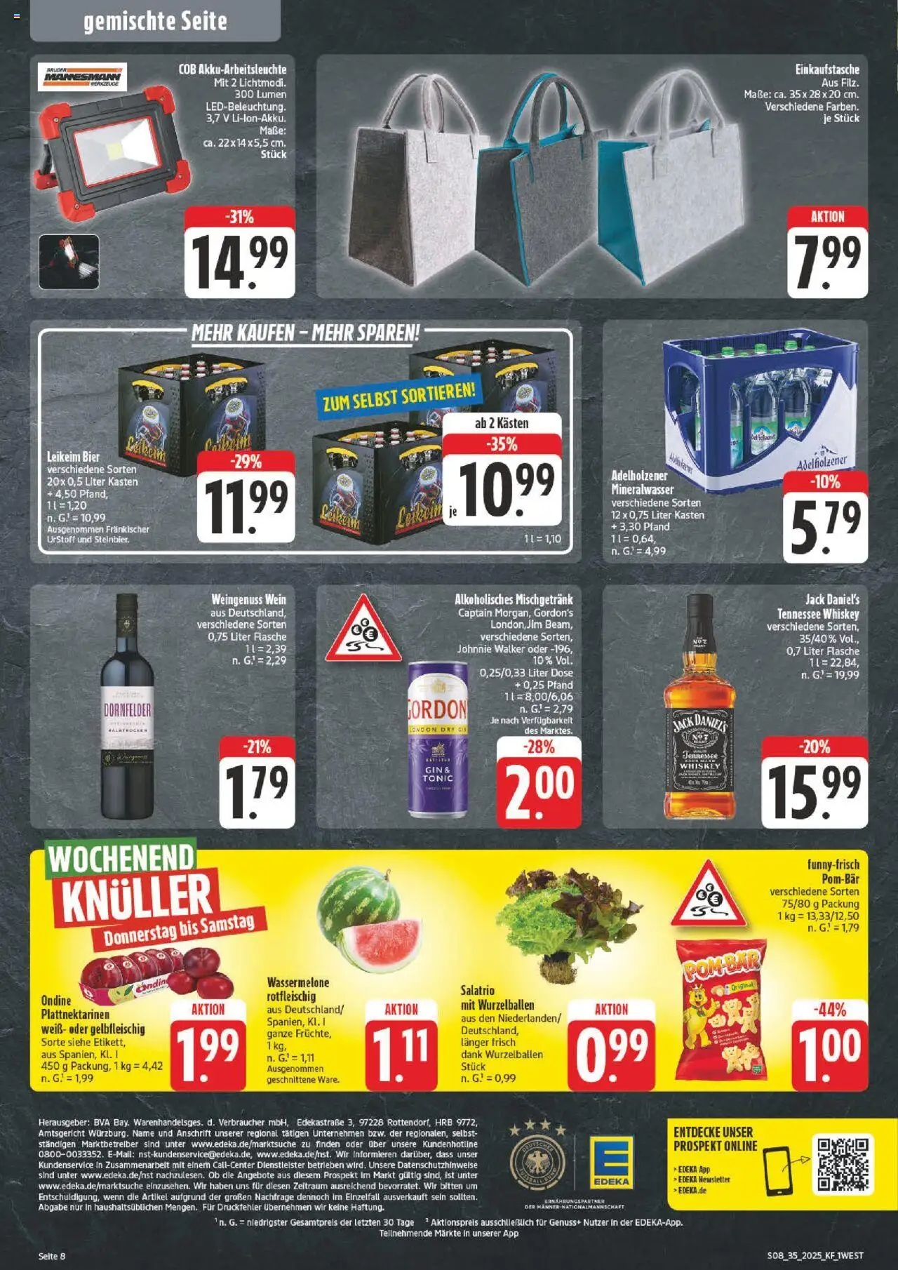 nah & gut Prospekt 	 - gültig ab dem 25.08.2025 | Seite: 8 | Produkte: Bier, Jack Daniel's, Mineralwasser, Whiskey