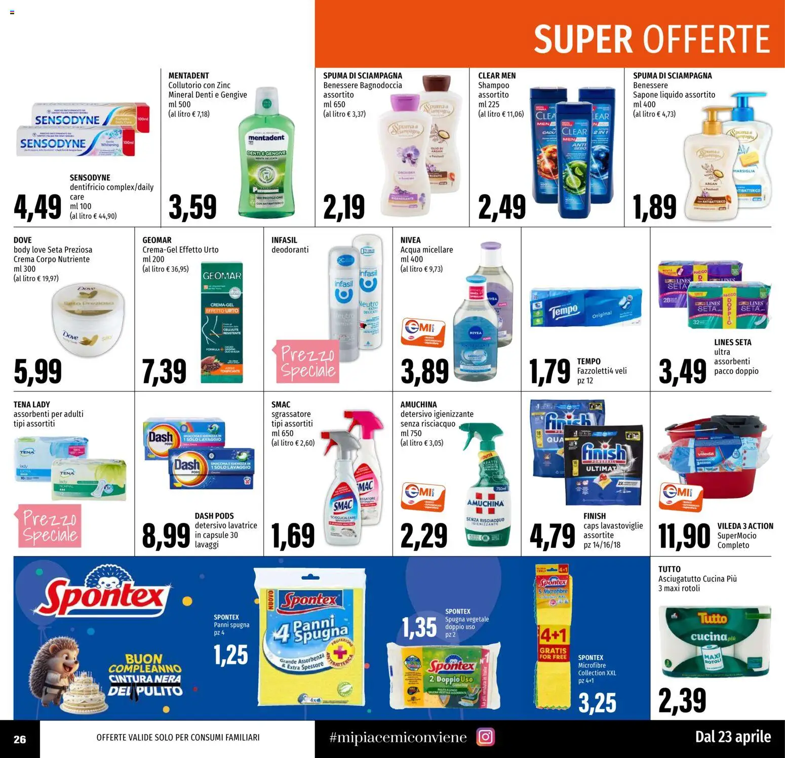 Volantino EMI del 23.04.2026 | Pagina: 26 | Prodotti: Shampoo, Acqua micellare, Collutorio, Lavastoviglie
