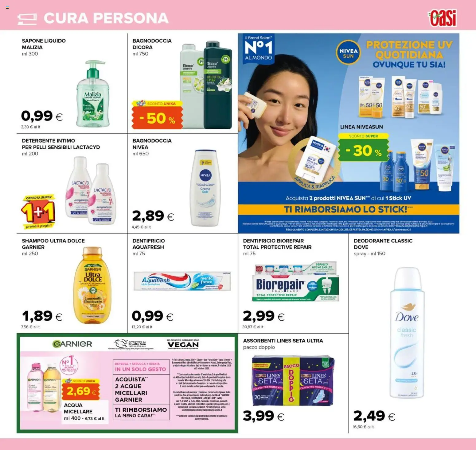 Volantino Oasi del 26.03.2026 | Pagina: 29 | Prodotti: Sapone, Dentifricio, Detergente, Acqua