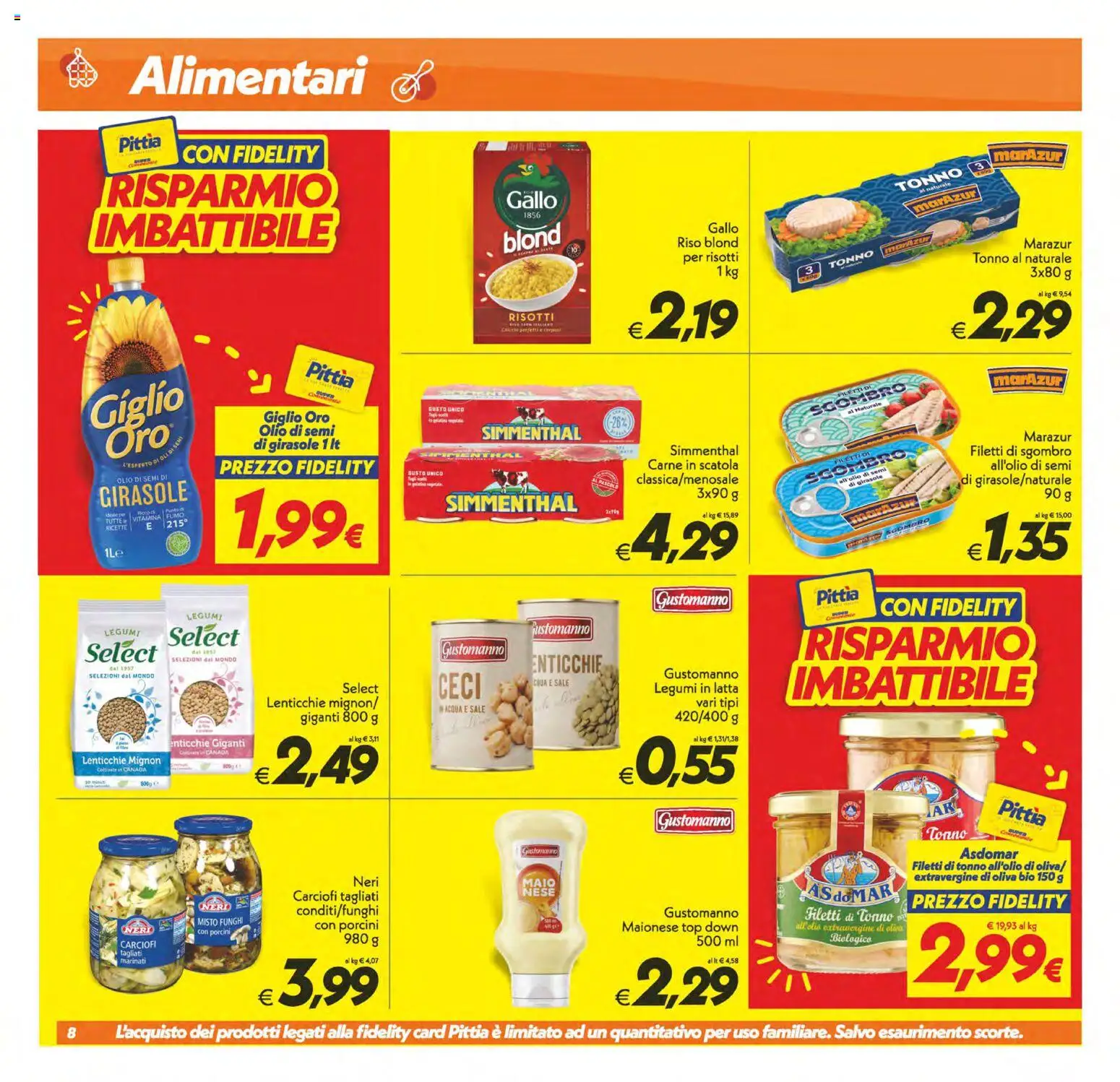 Volantino SuperConveniente del 03.02.2026 | Pagina: 8 | Prodotti: Legumi, Olio, Carciofi, Scatola