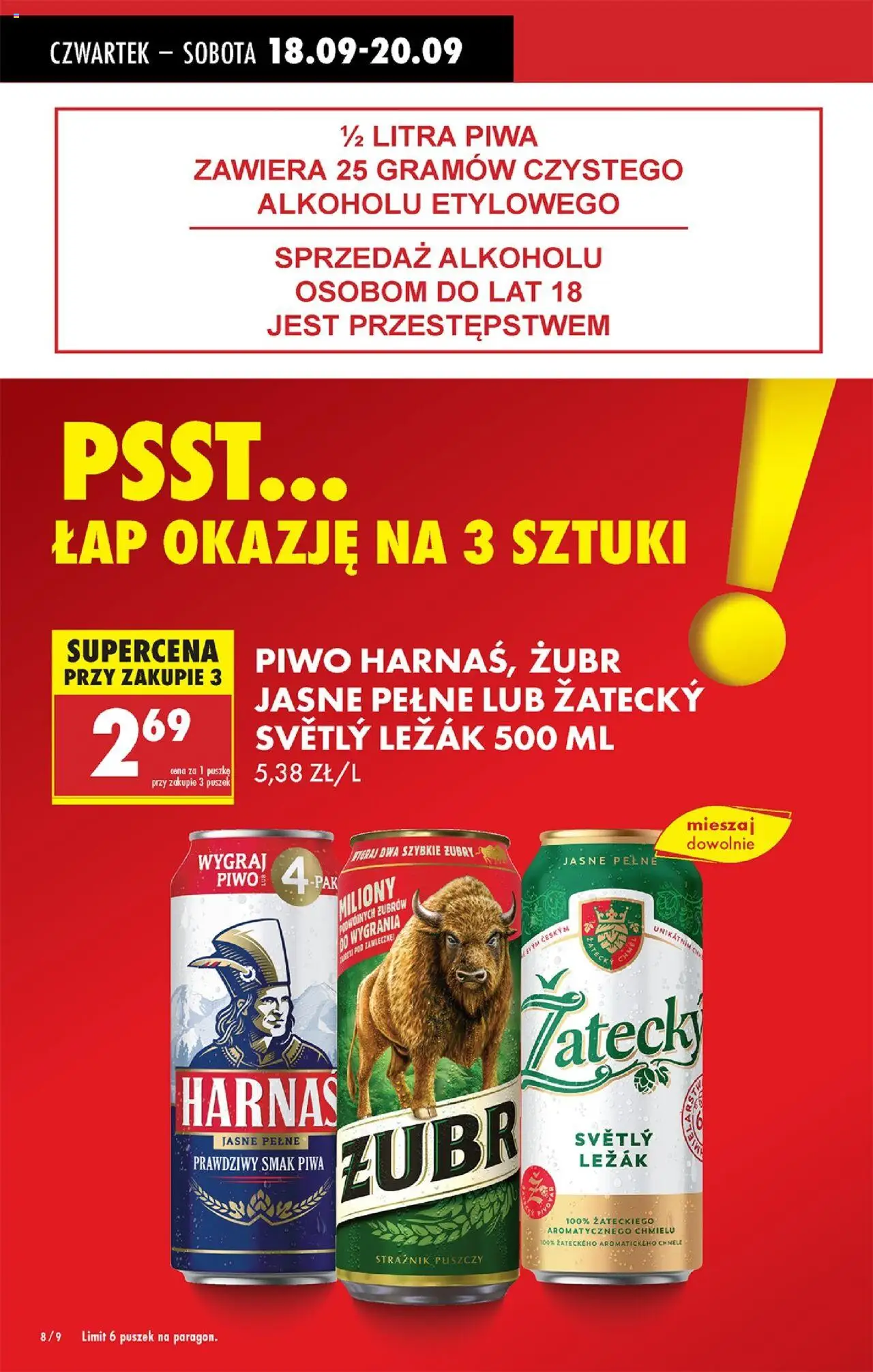 Biedronka gazetka - Oferta w tym tygodniu od 18.09.2025 | Strona: 8 | Produkty: Leżak, Harnaś, Piwo
