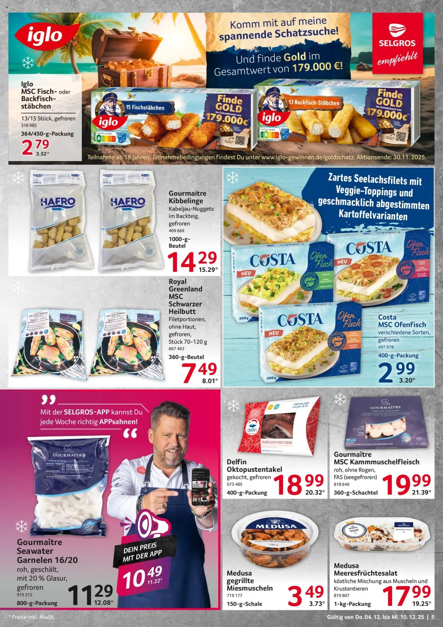 Selgros Prospekt 	 – gültig ab 04.12.2025 | Seite: 5 | Produkte: Ofen, Iglo, Garnelen, Fischstabchen