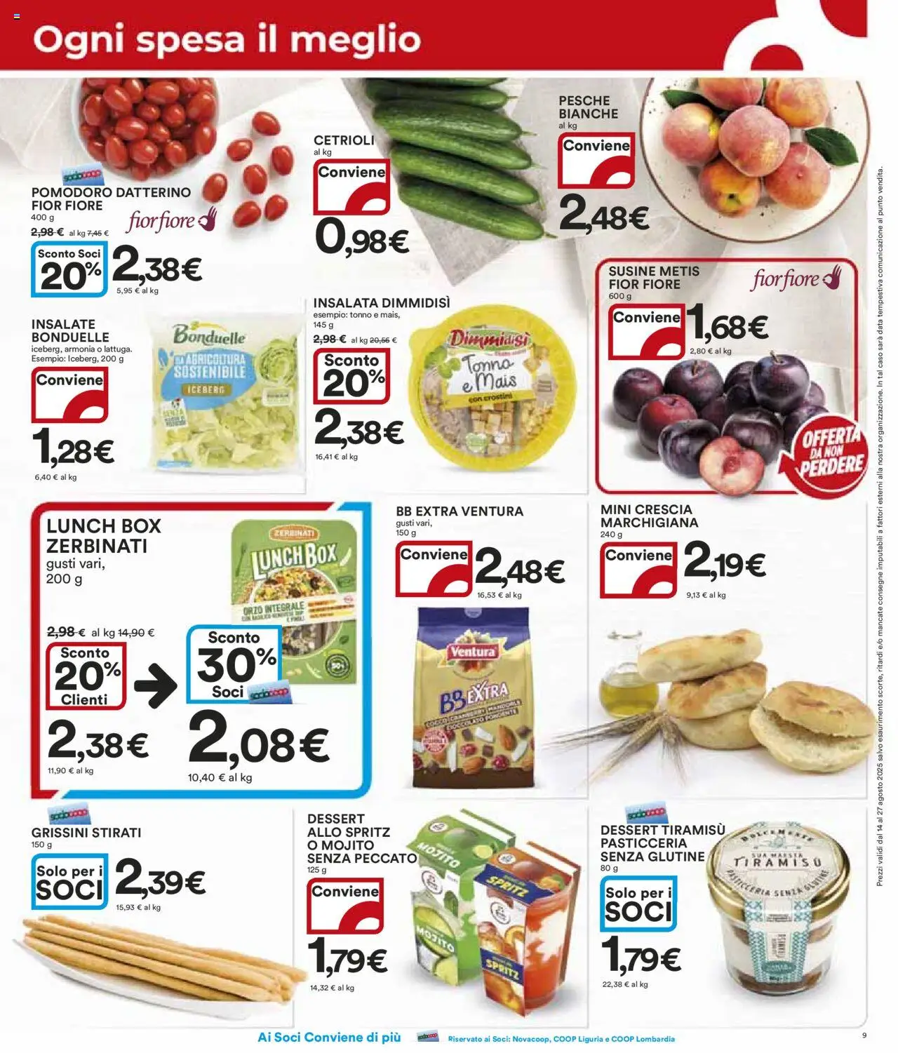 Volantino Ipercoop del 14.08.2025 | Pagina: 9 | Prodotti: Insalata, Pomodoro, Crostini, Susine