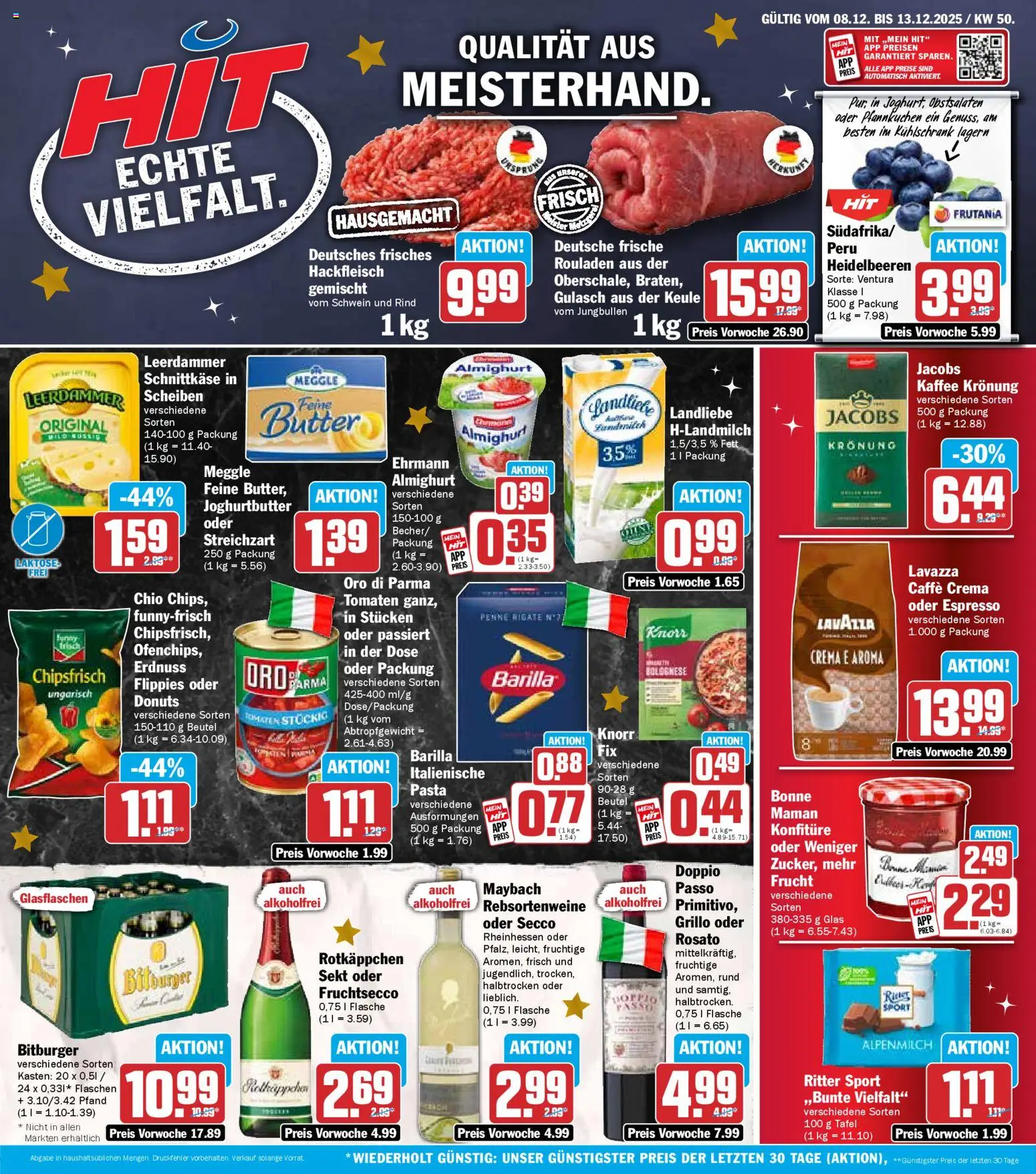 HIT - Hessen – gültig ab 08.12.2025 | Seite: 1 | Produkte: Sekt, Knorr, Leerdammer, Hackfleisch