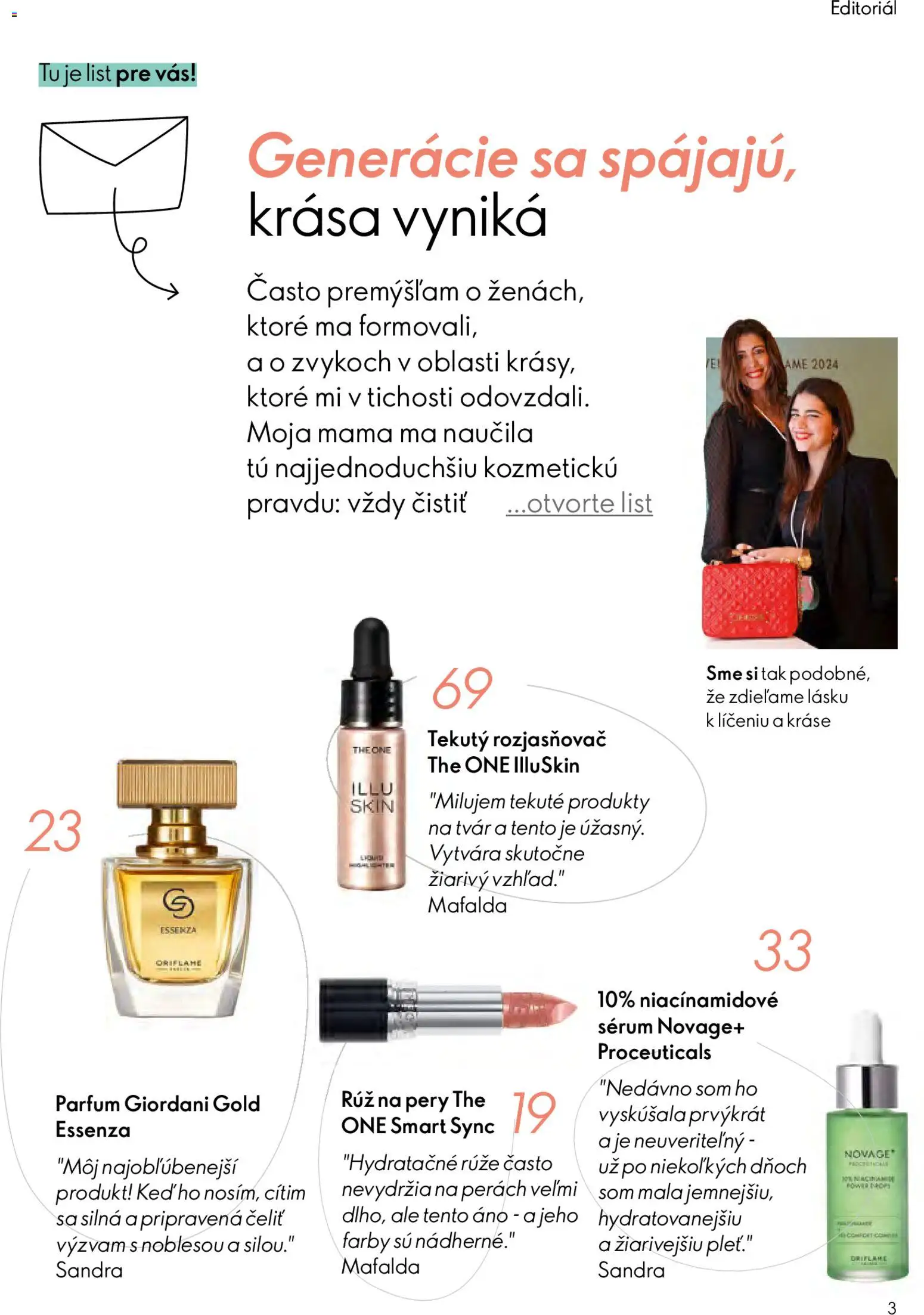 Nové Oriflame akcie – leták je platný od 06.05.2026 | Strana: 3 | Produkty: Rozjasňovač, Rúž na pery, Ruže