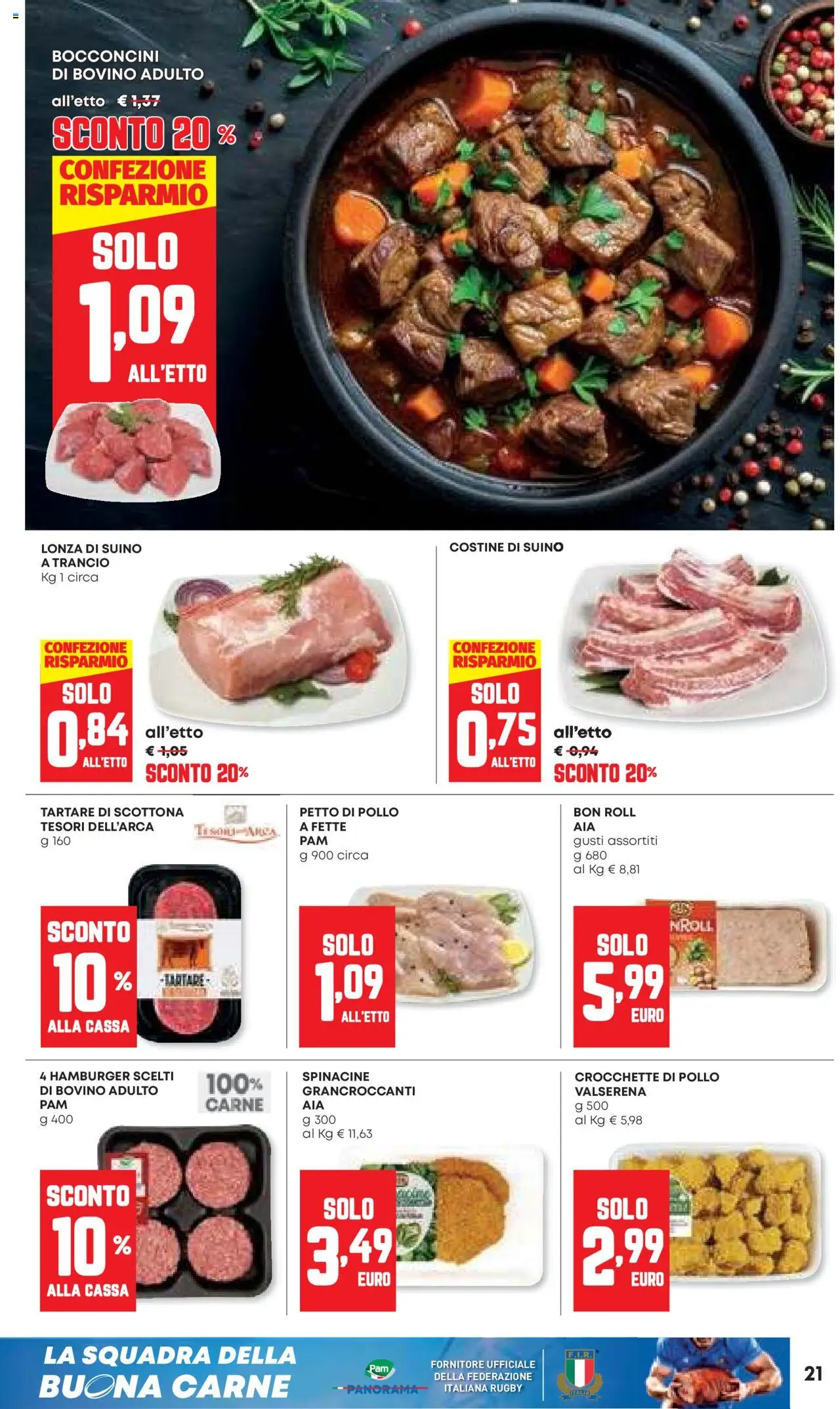 Volantino Panorama del 25.09.2025 | Pagina: 21 | Prodotti: Bovino, Pollo, Suino, Crocchette