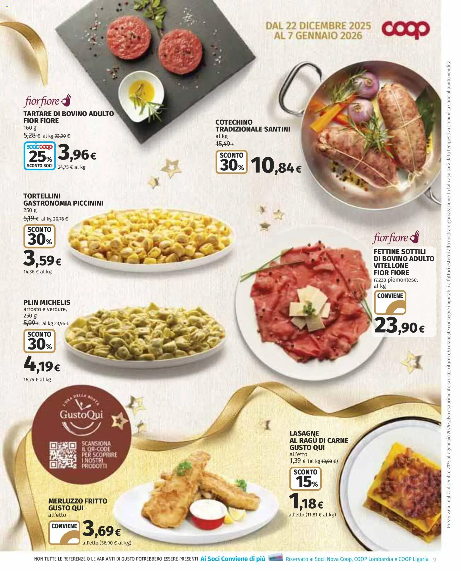 Volantino COOP del 22.12.2025 | Pagina: 9 | Prodotti: Arrosto, Merluzzo, Ragú, Cotechino