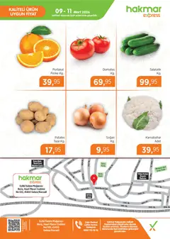 09.03.2026 tarihinden itibaren geçerli olan Hakmar Express kataloğu önizlemesi | Sayfa: 4 | Ürünler: Portakal, Salatalık, Soğan, Karnabahar