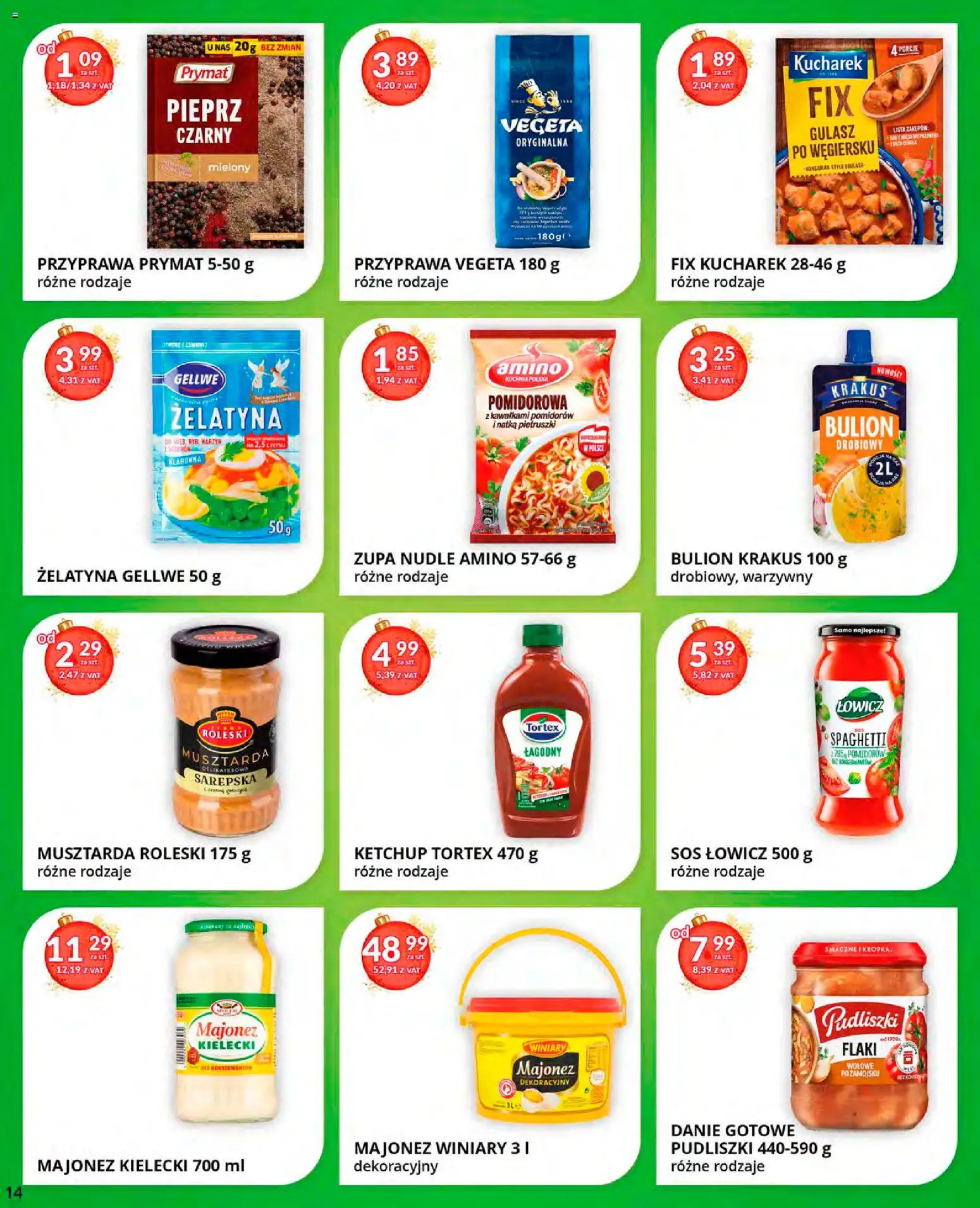 Eurocash Gazetka od 15.12.2025 | Strona: 14 | Produkty: Ketchup tortex, Flaki, Zupa, Gulasz