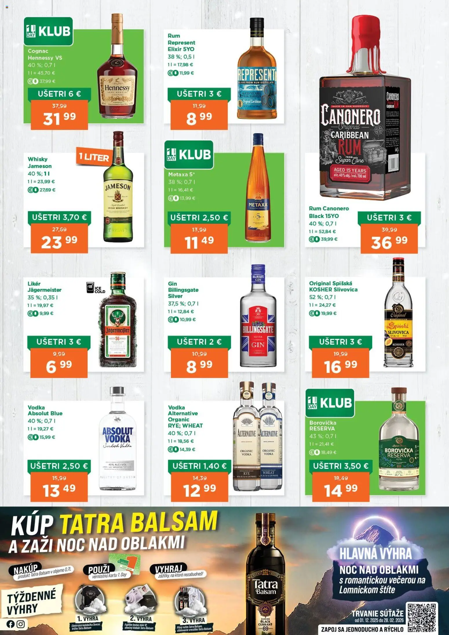 Nové 1day akcie – leták je platný od 29.01.2026 | Strana: 2 | Produkty: Elektrická kolobežka, Borovička, Tričko, Med