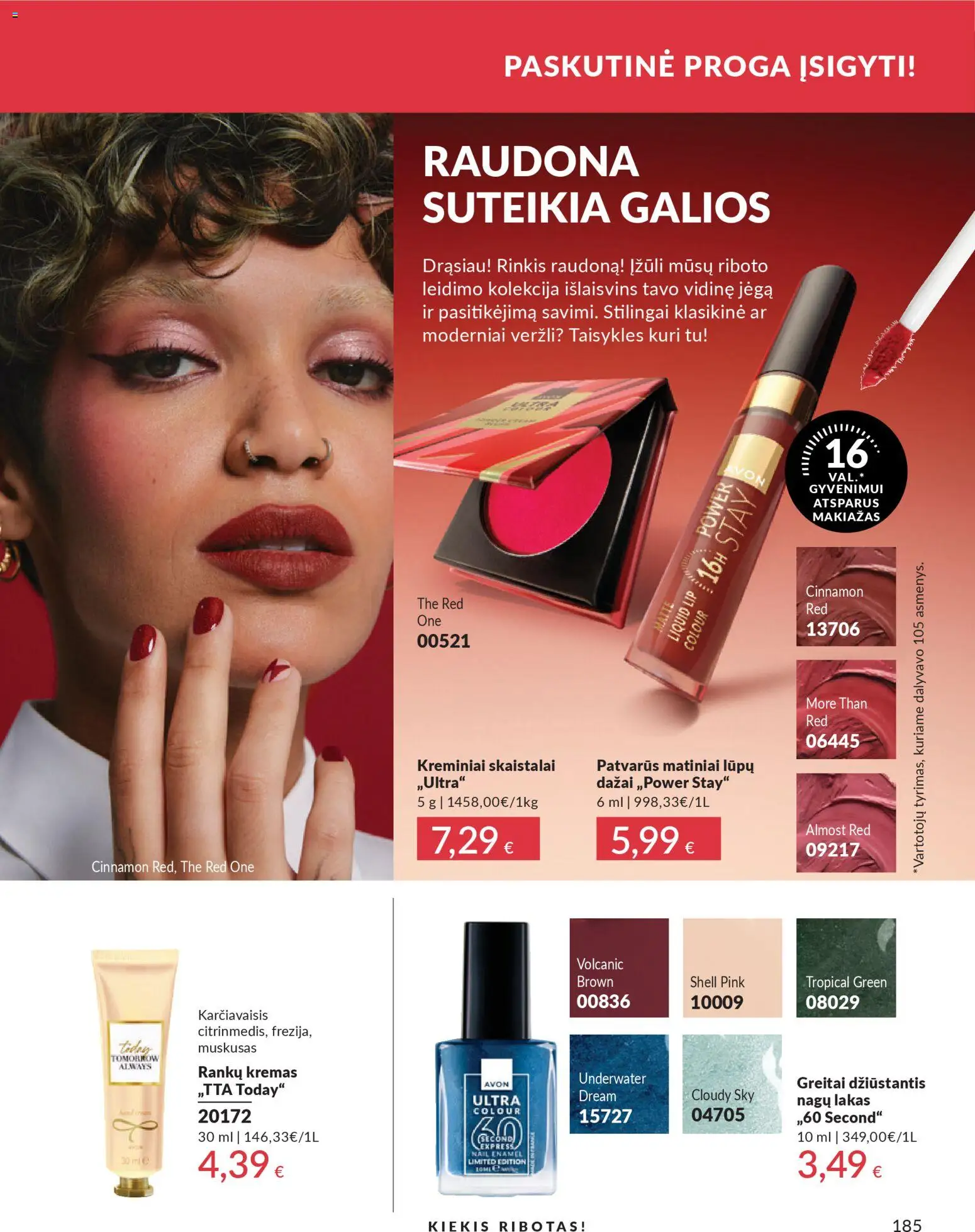 AVON akcijos nuo 01.11.2025 | Puslapis: 185 | Prekių: Makiažas, Skaistalai, Kremas