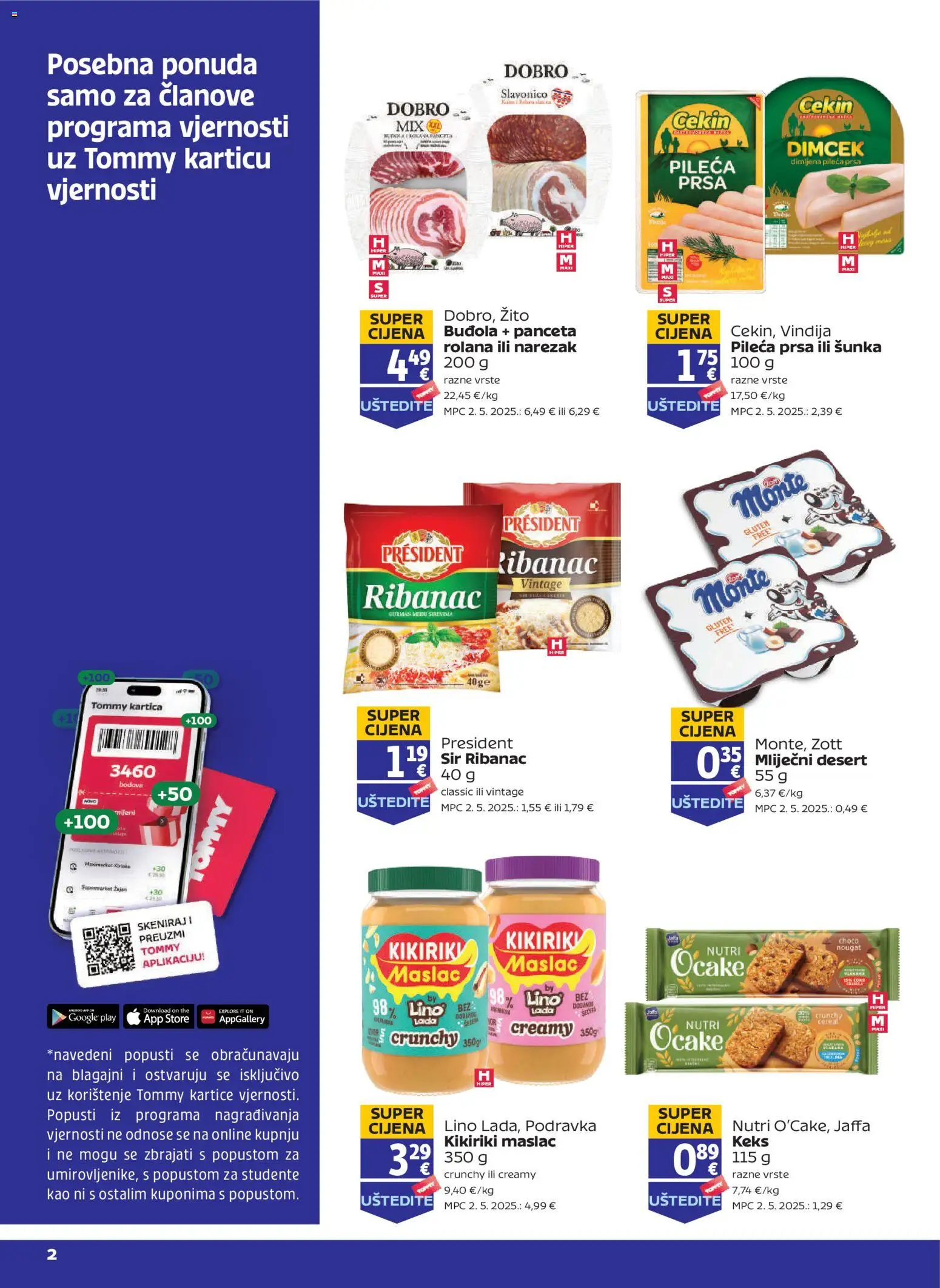 Tommy katalog | vrijedi od 12.03.2026 | Stranica: 2 | Proizvodi: Maslac, Sir, Šunka, Kikiriki