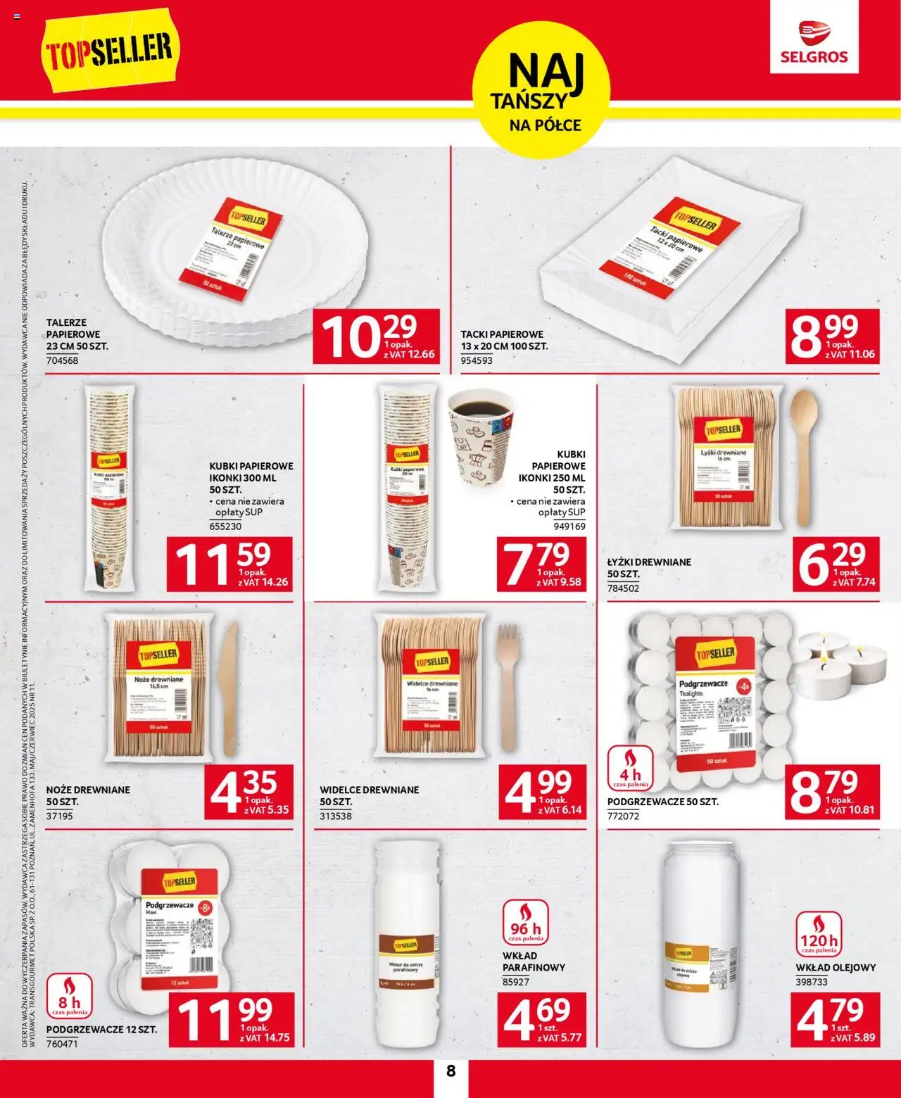 Selgros cash&carry Gazetka - Topseller od 22.05.2025 | Strona: 8 | Produkty: Top, Talerze